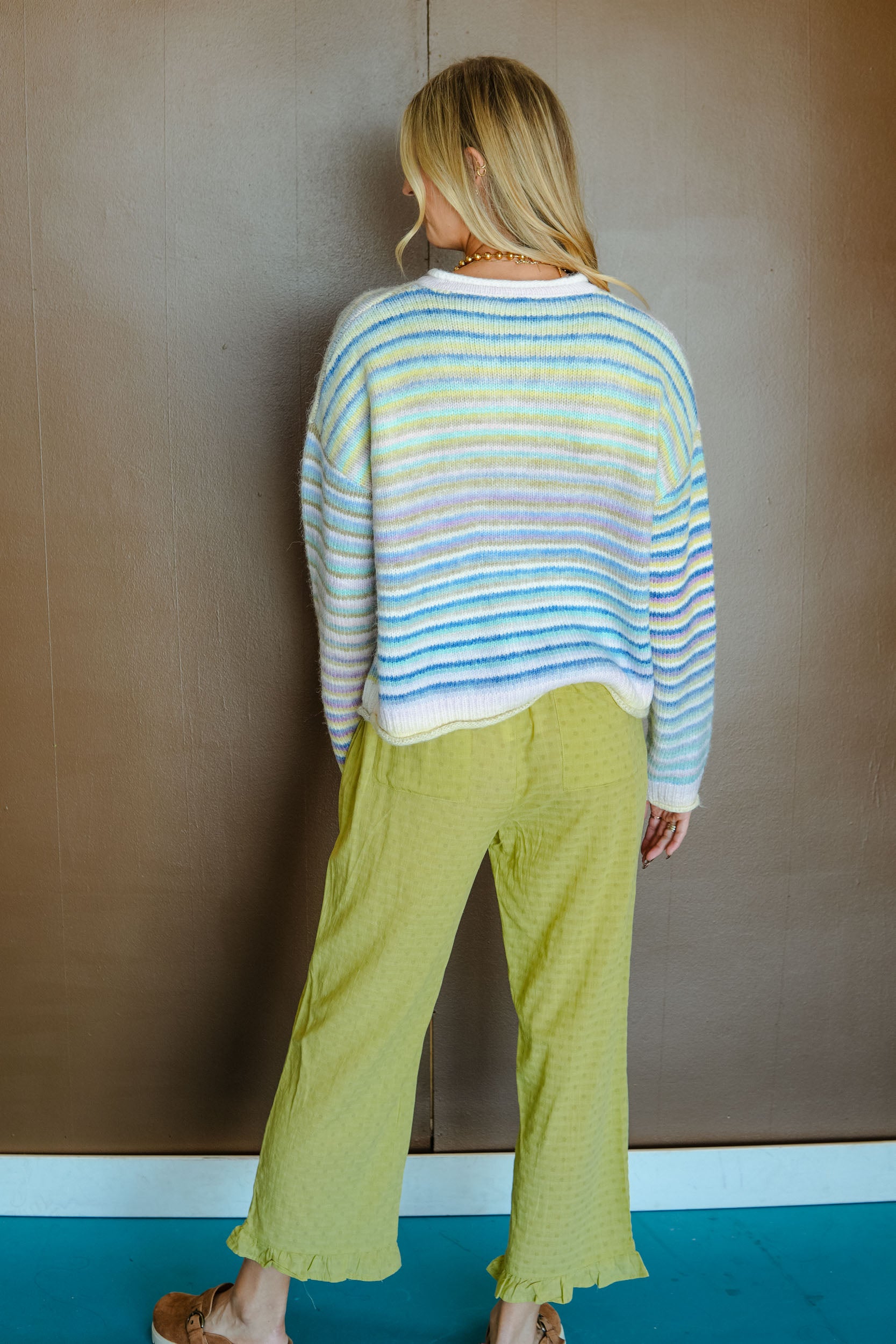 Thankful Things Cardigan - Olive/Pink Combo