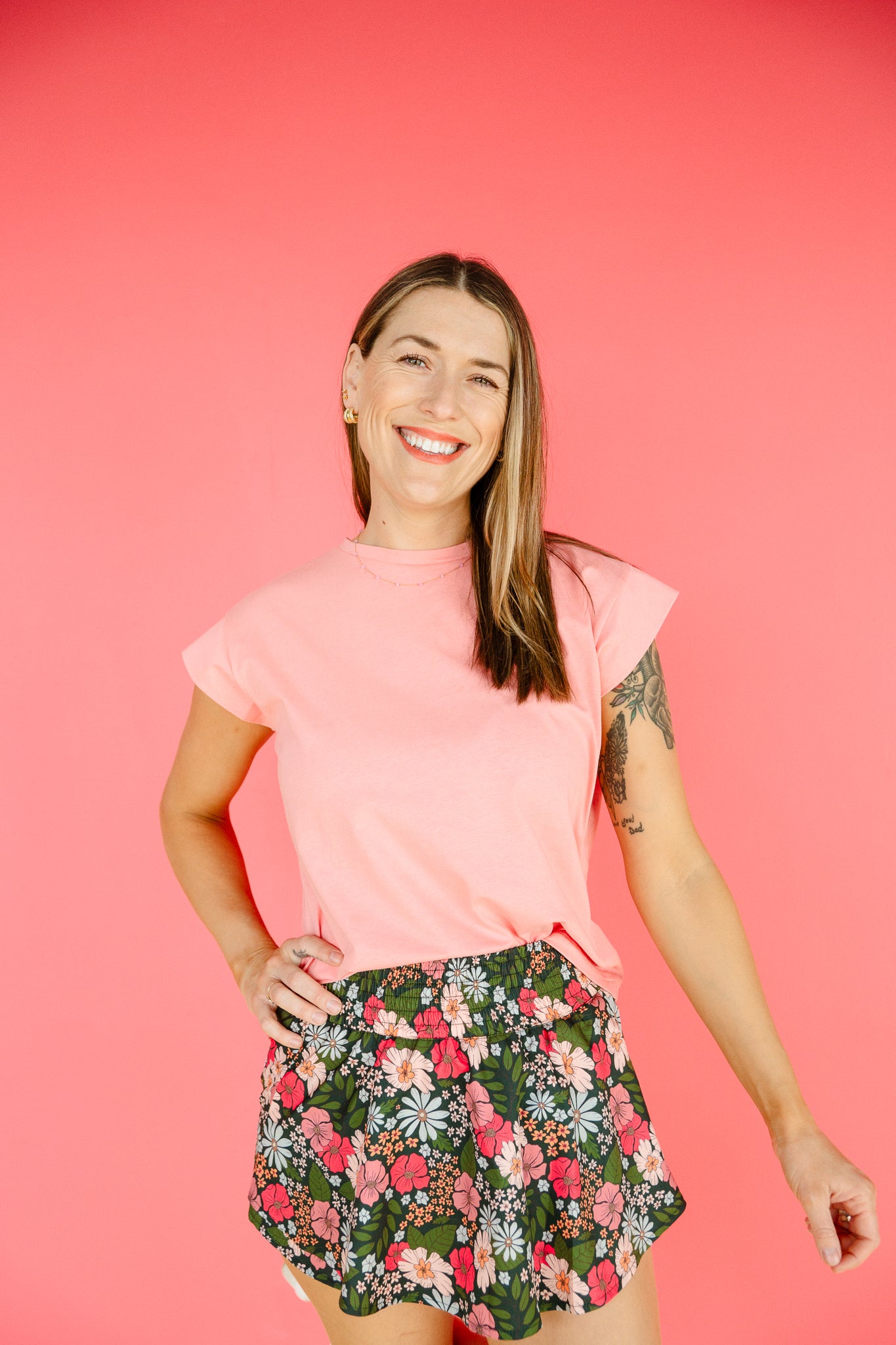 Robbie Cap Sleeve Tee - Coral