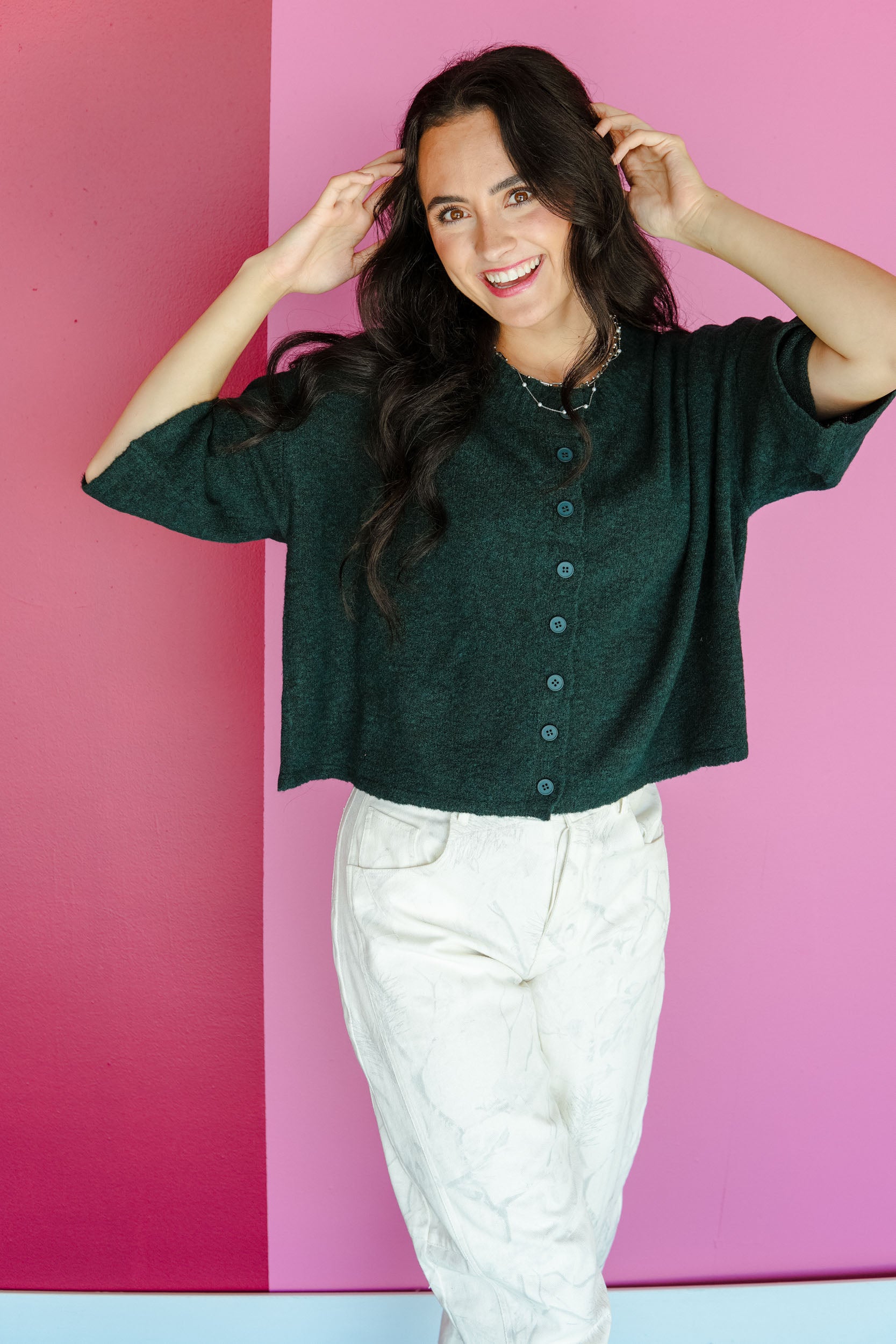 Pretty as Pie Cardigan - Pine Green