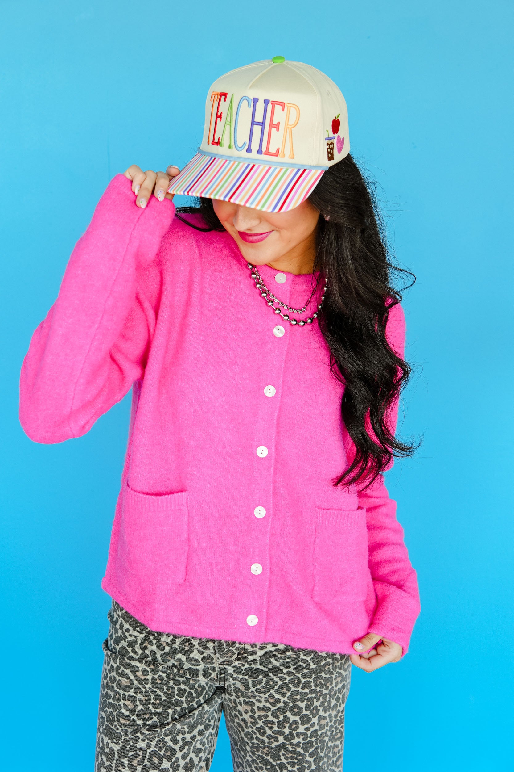 Harley Pocket Cardigan - Bright Pink