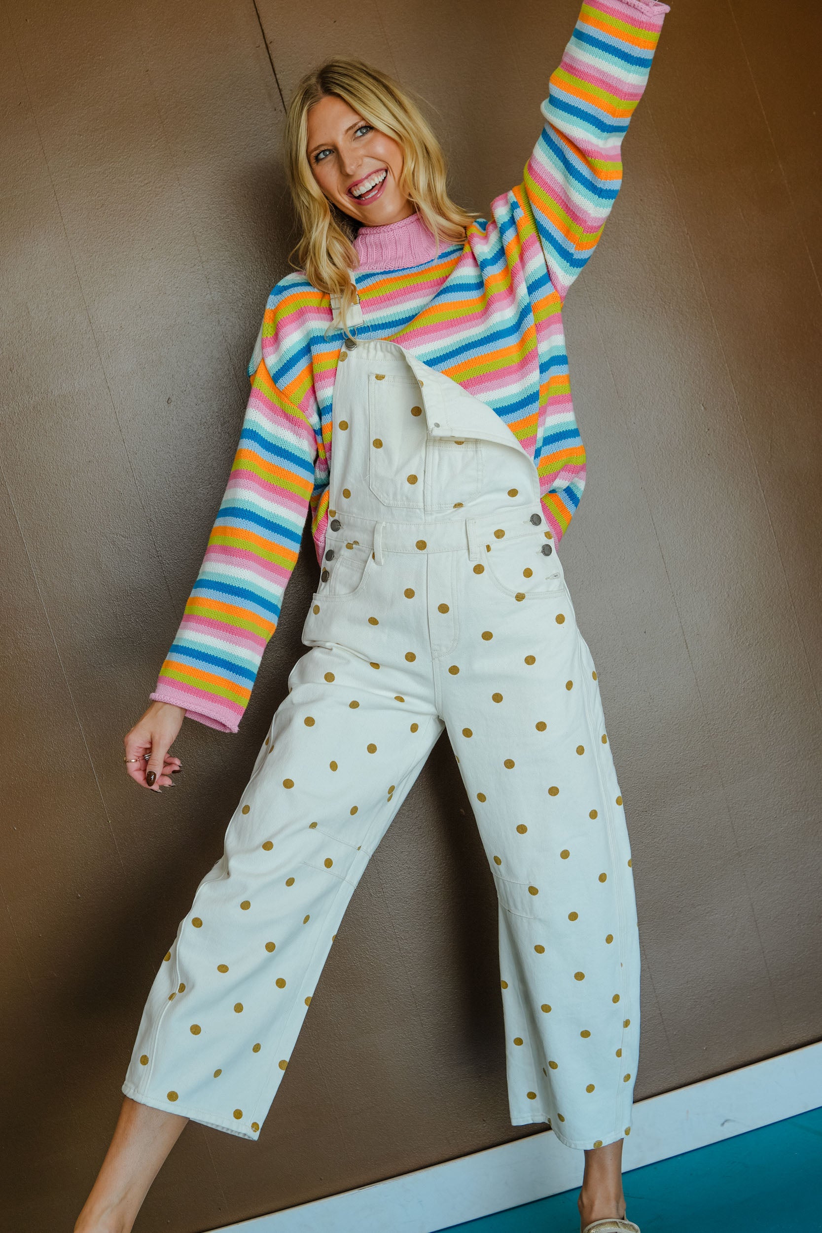 Just a Girl Polka Dot Overalls - Cream + Cinnamon