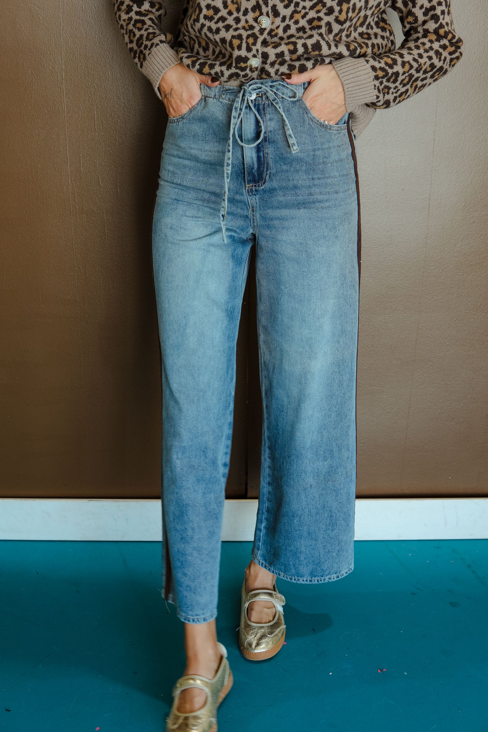 Cinnamon Stick Drawstring Jeans - Warm Muted Wash