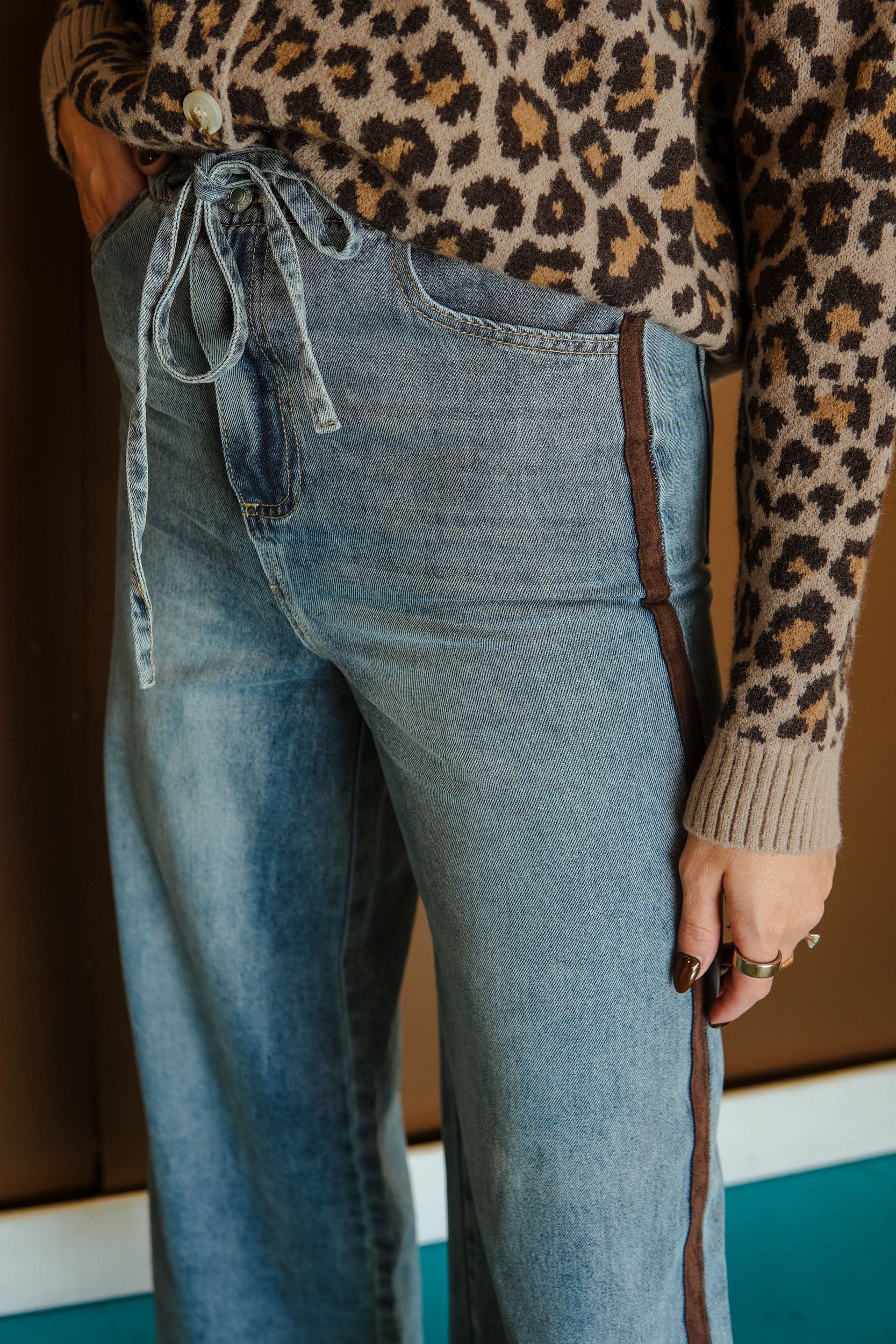 Cinnamon Stick Drawstring Jeans - Warm Muted Wash