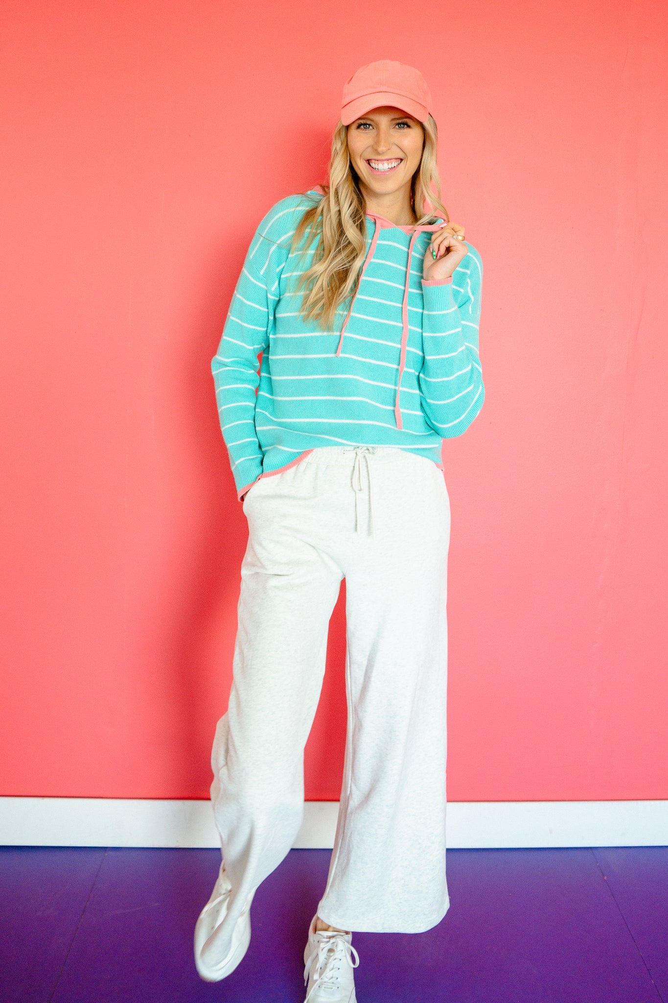 Aubrie Hooded Waffle Knit Top