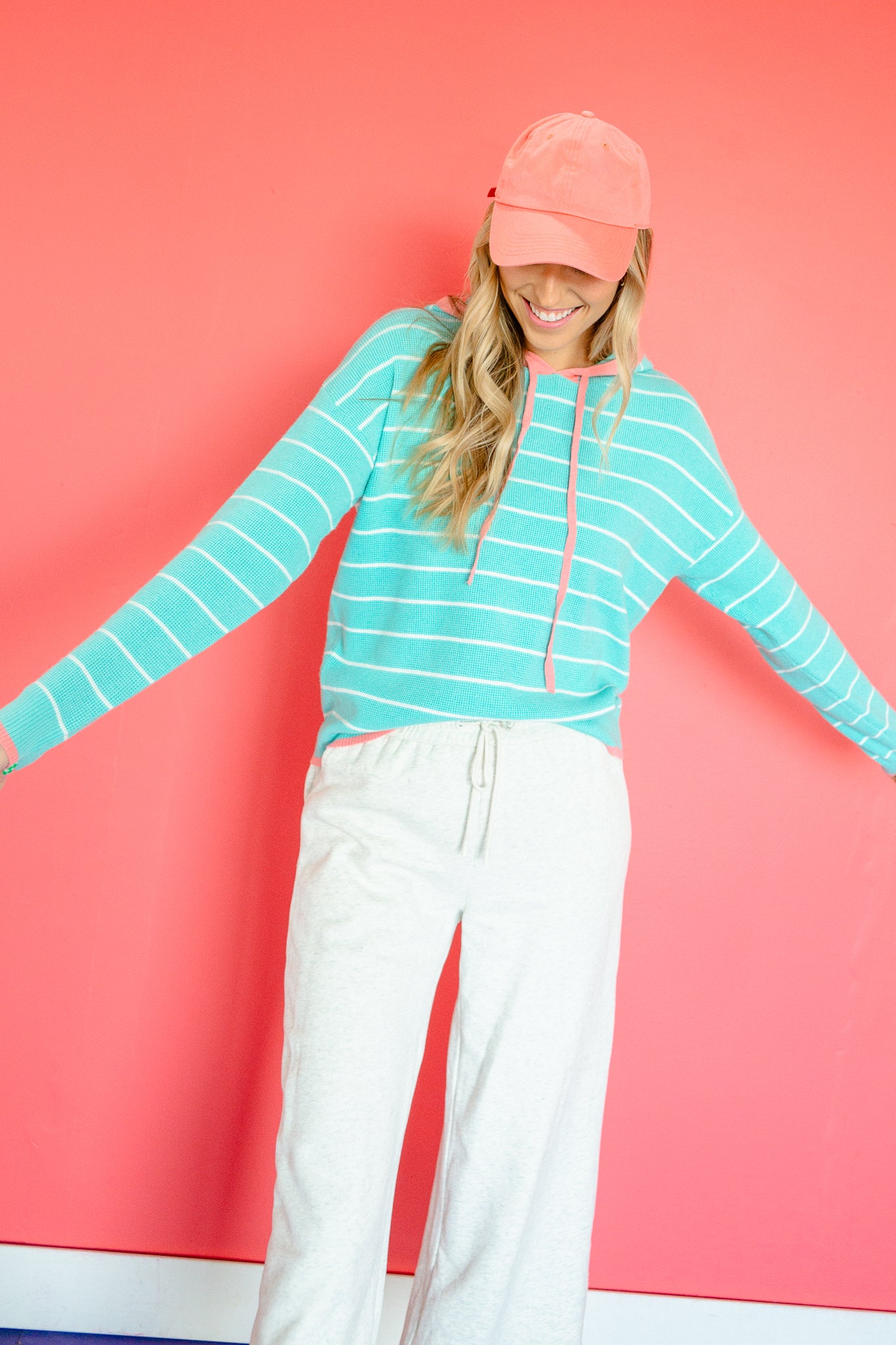 Aubrie Hooded Waffle Knit Top