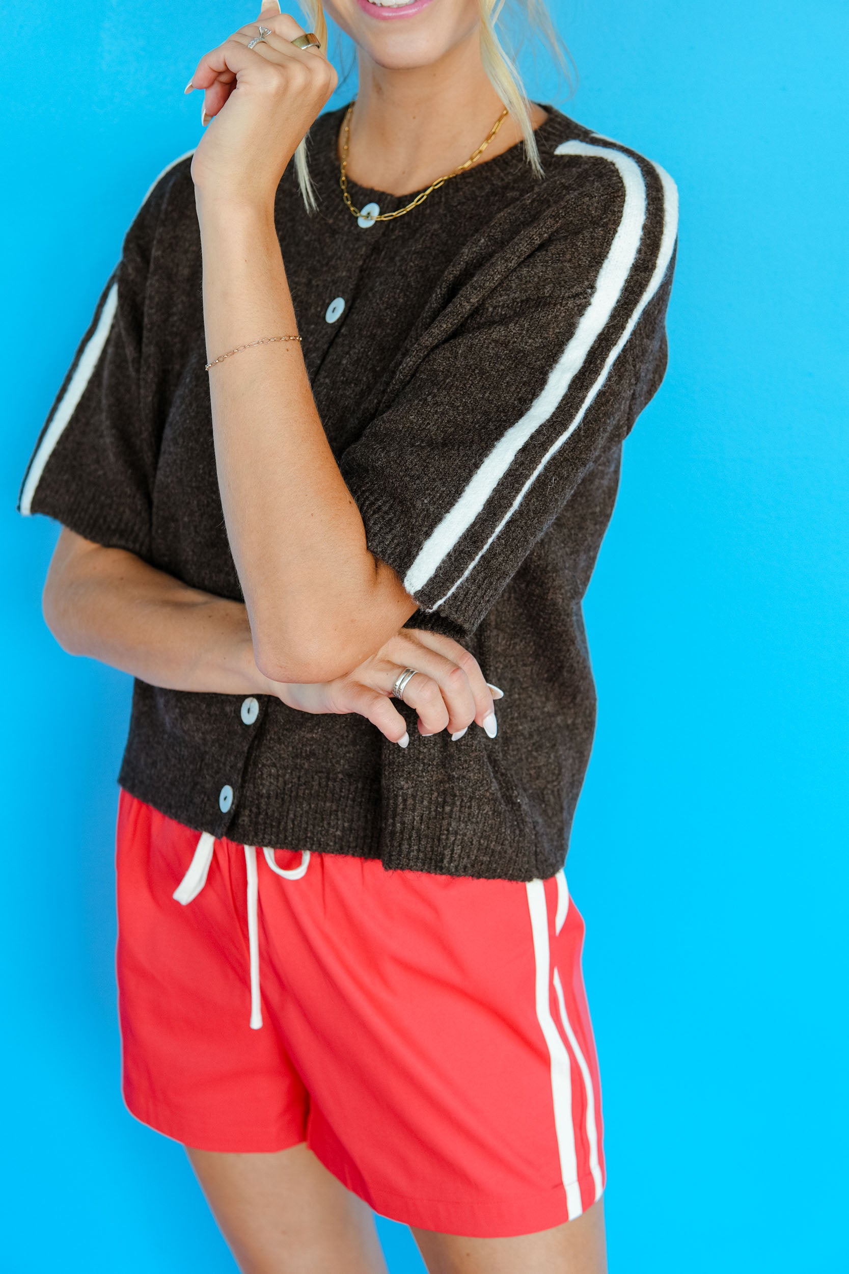 Simple Things Striped Short Sleeve Cardigan