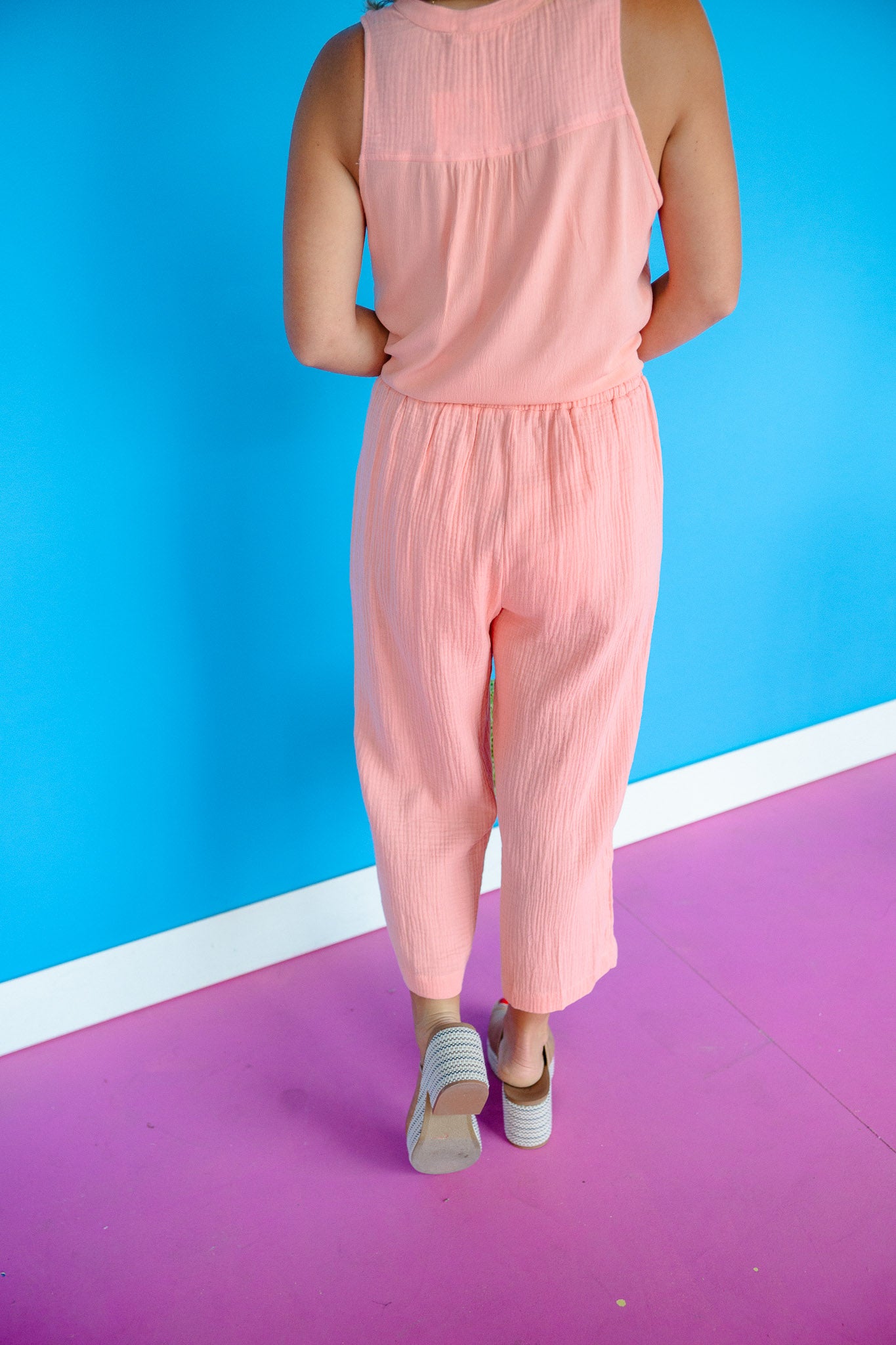 Kristen Gauze Pants - Deep Salmon
