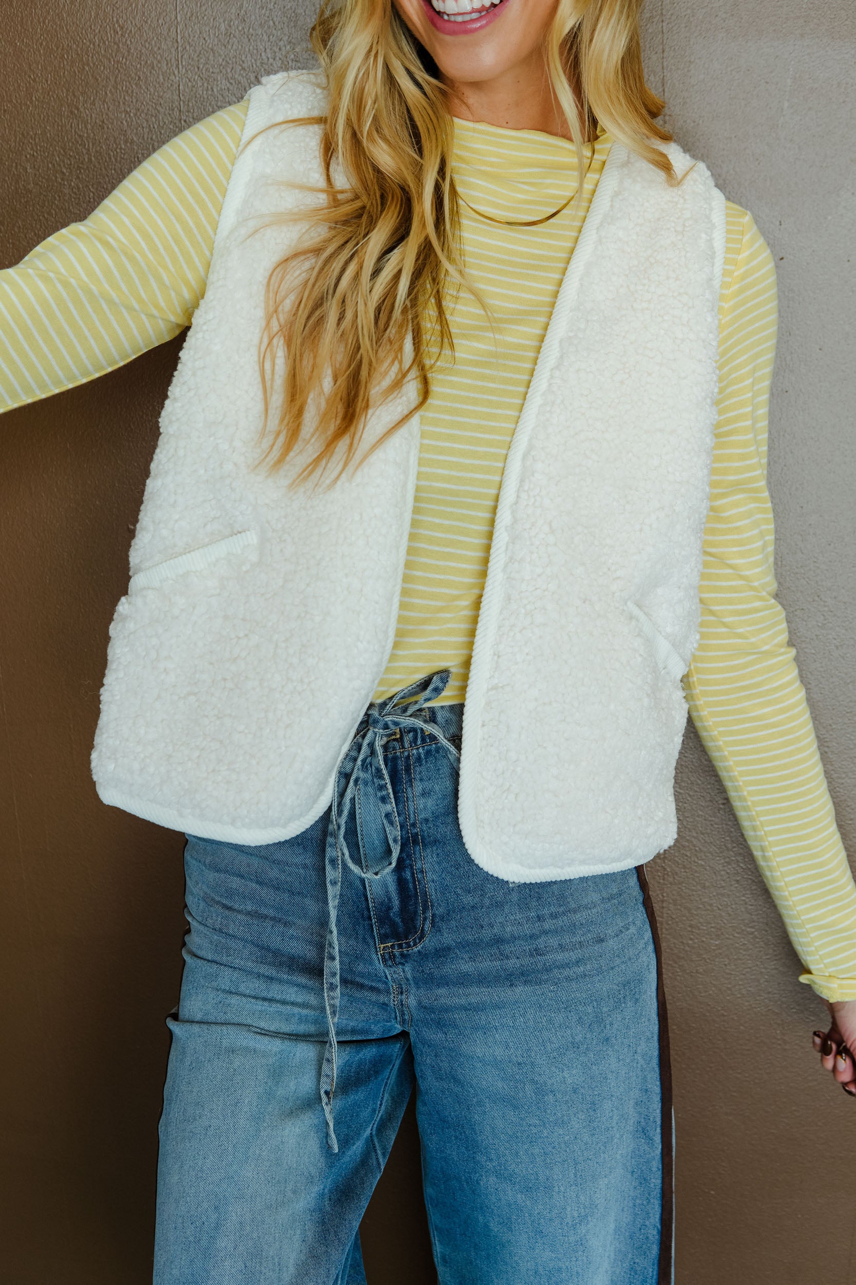 Gettin' Toasty Sherpa Vest - Cream