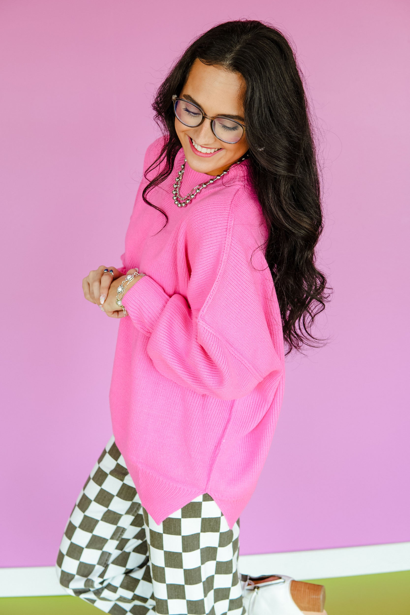 Stylish Bandit Oversized Sweater - Shocking Pink