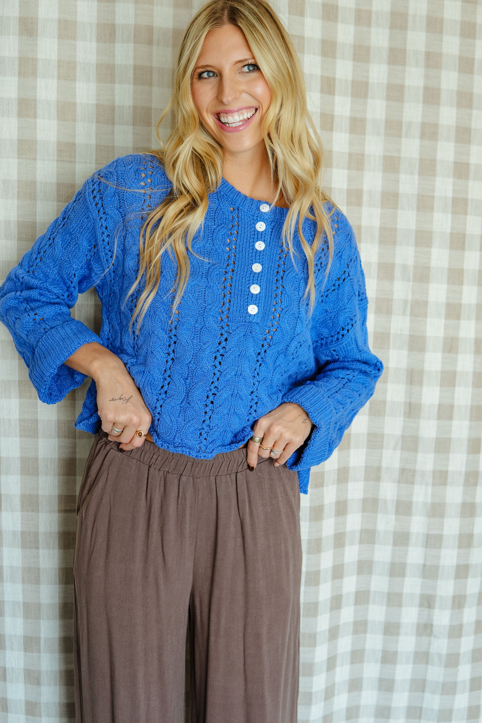 Gathering Szn Knit Sweater - Bright Blue