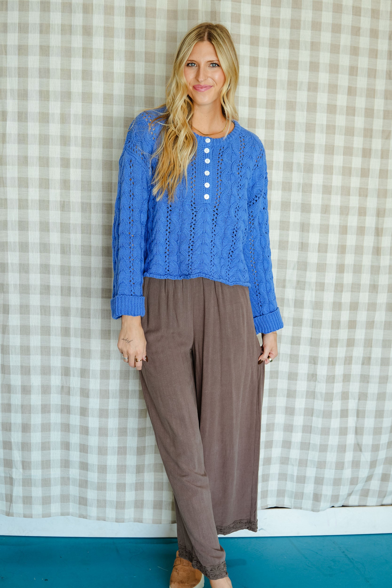 Gathering Szn Knit Sweater - Bright Blue