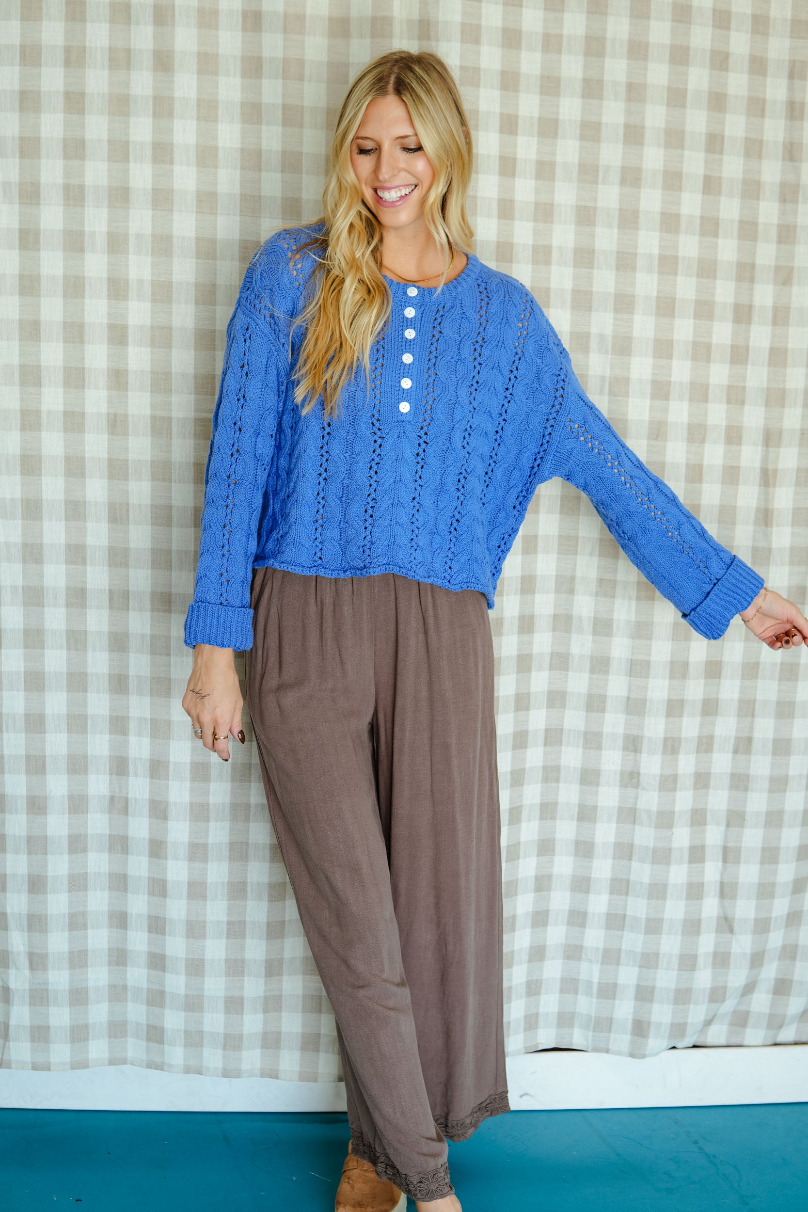 Gathering Szn Knit Sweater - Bright Blue
