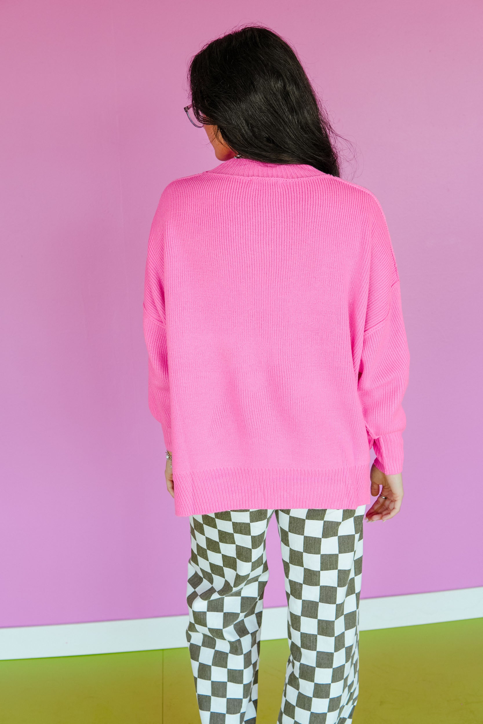 Stylish Bandit Oversized Sweater - Shocking Pink