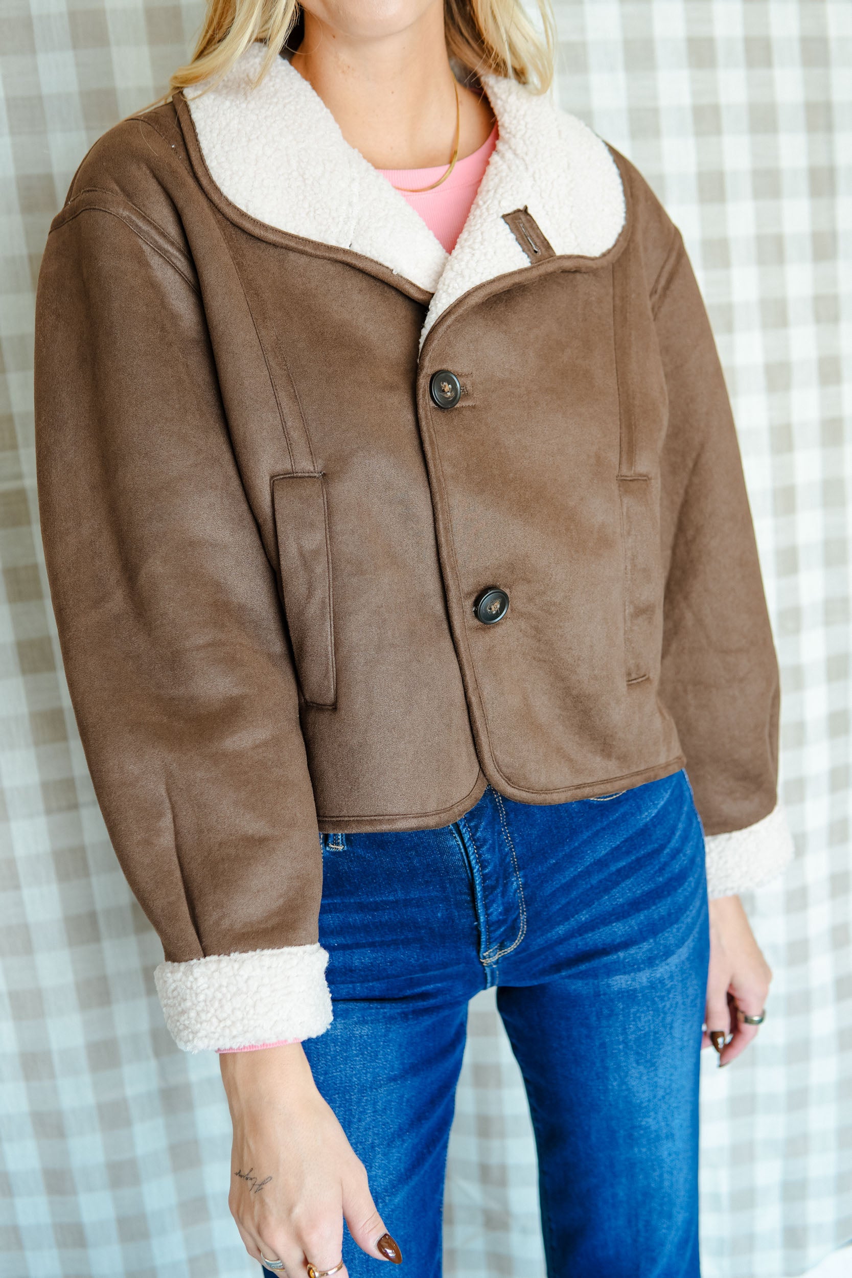 Amelia Sherpa Lined Jacket - Coffee