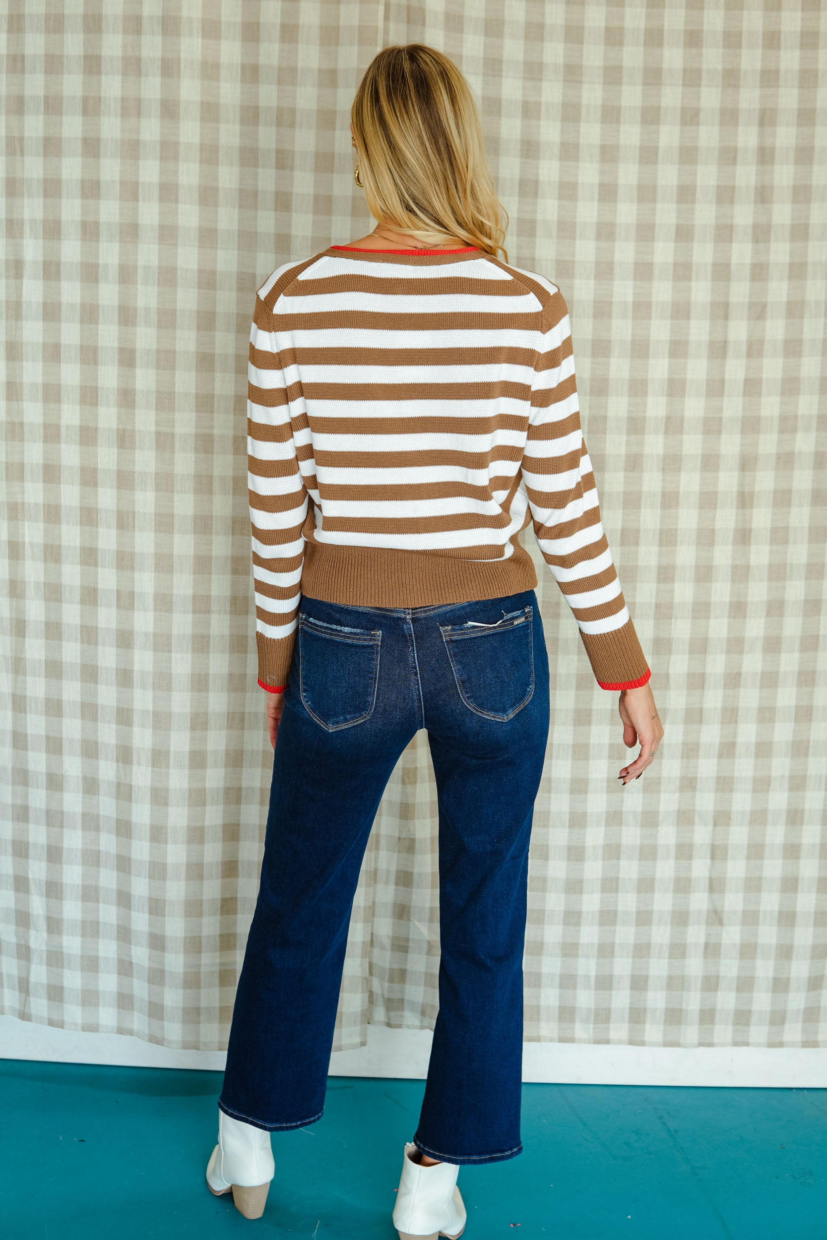 Gather 'Round Striped Cardigan - Brown + Soft White