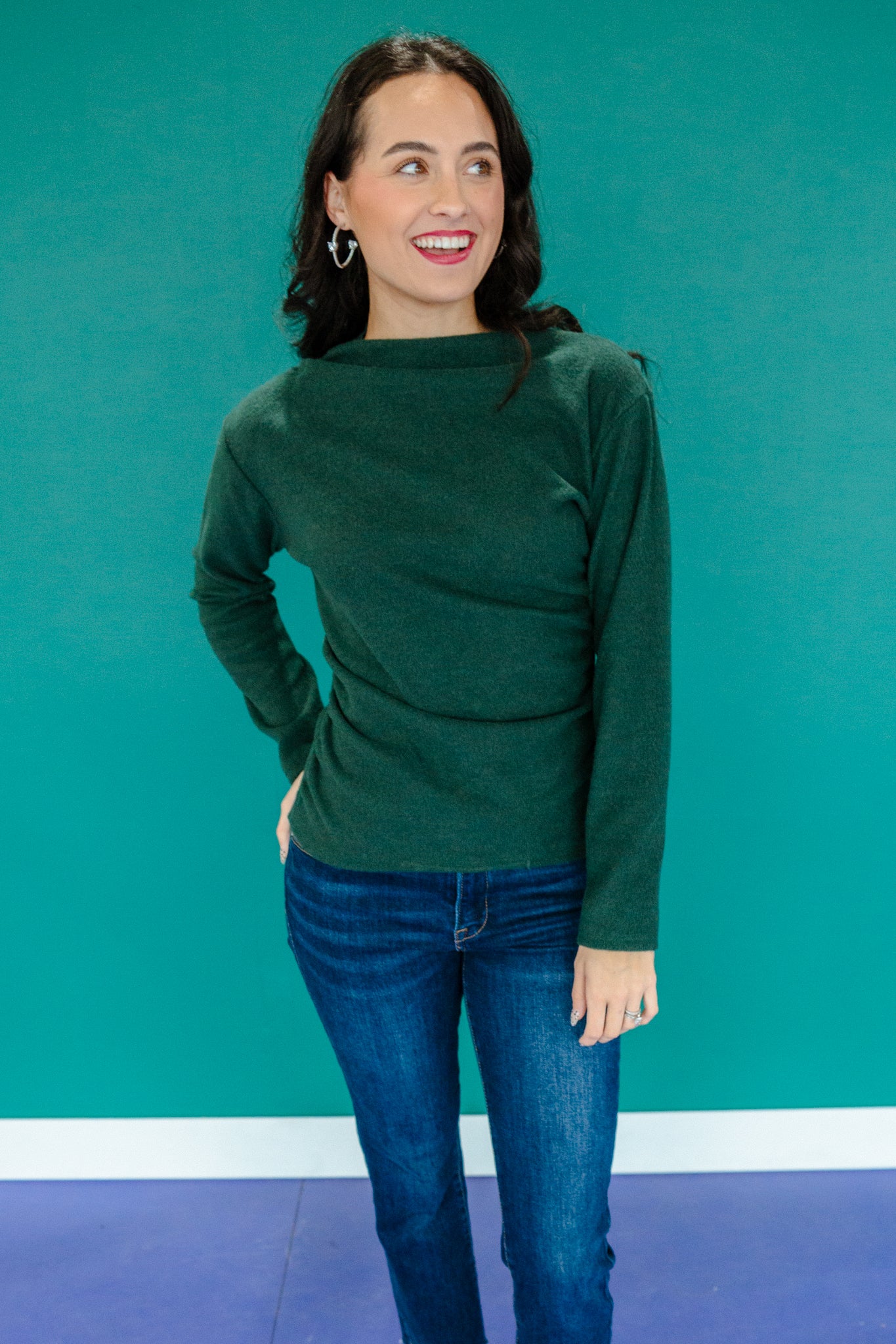 Payton Mock Neck Top - Pine