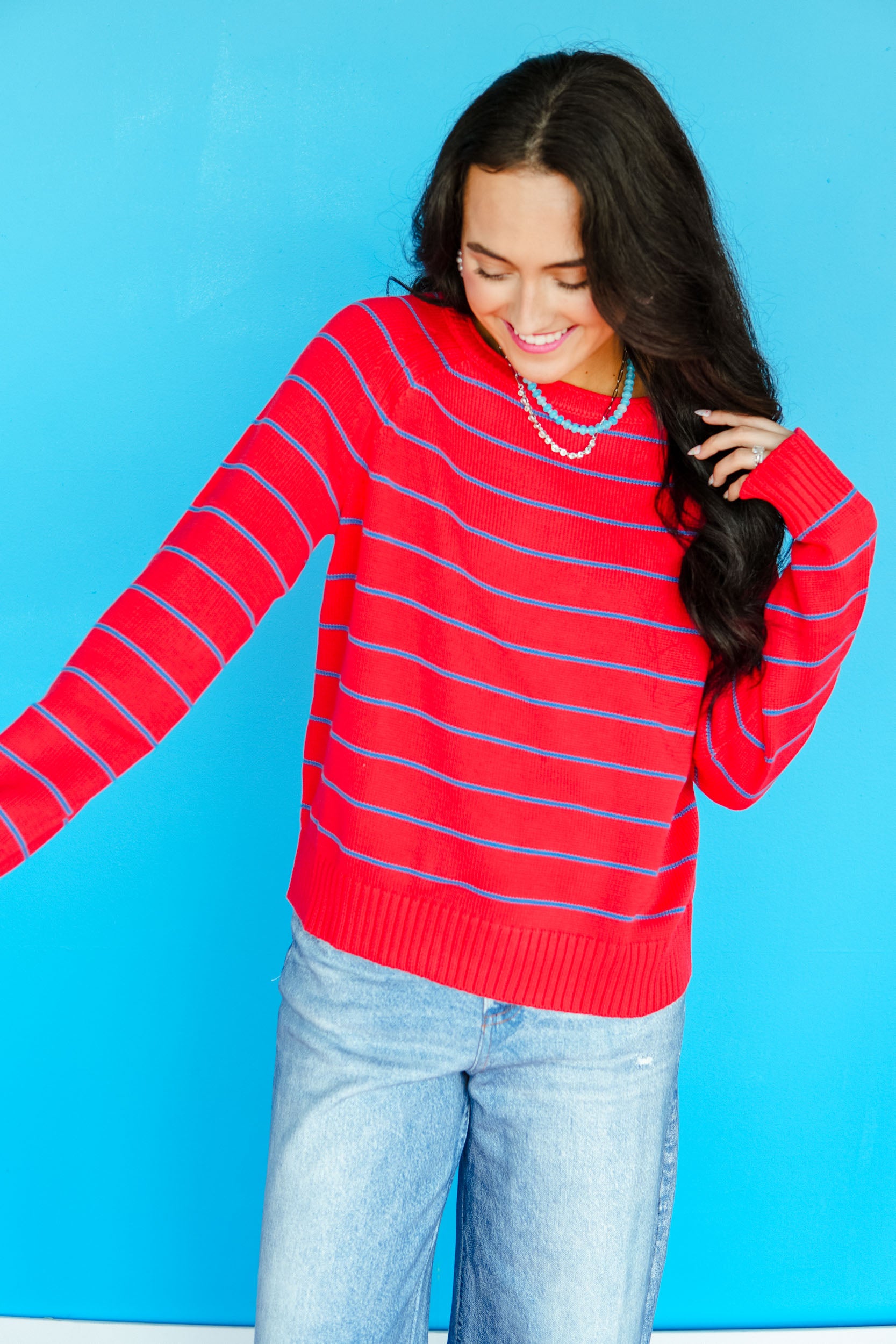Stella Raglan Sleeve Sweater - True Red