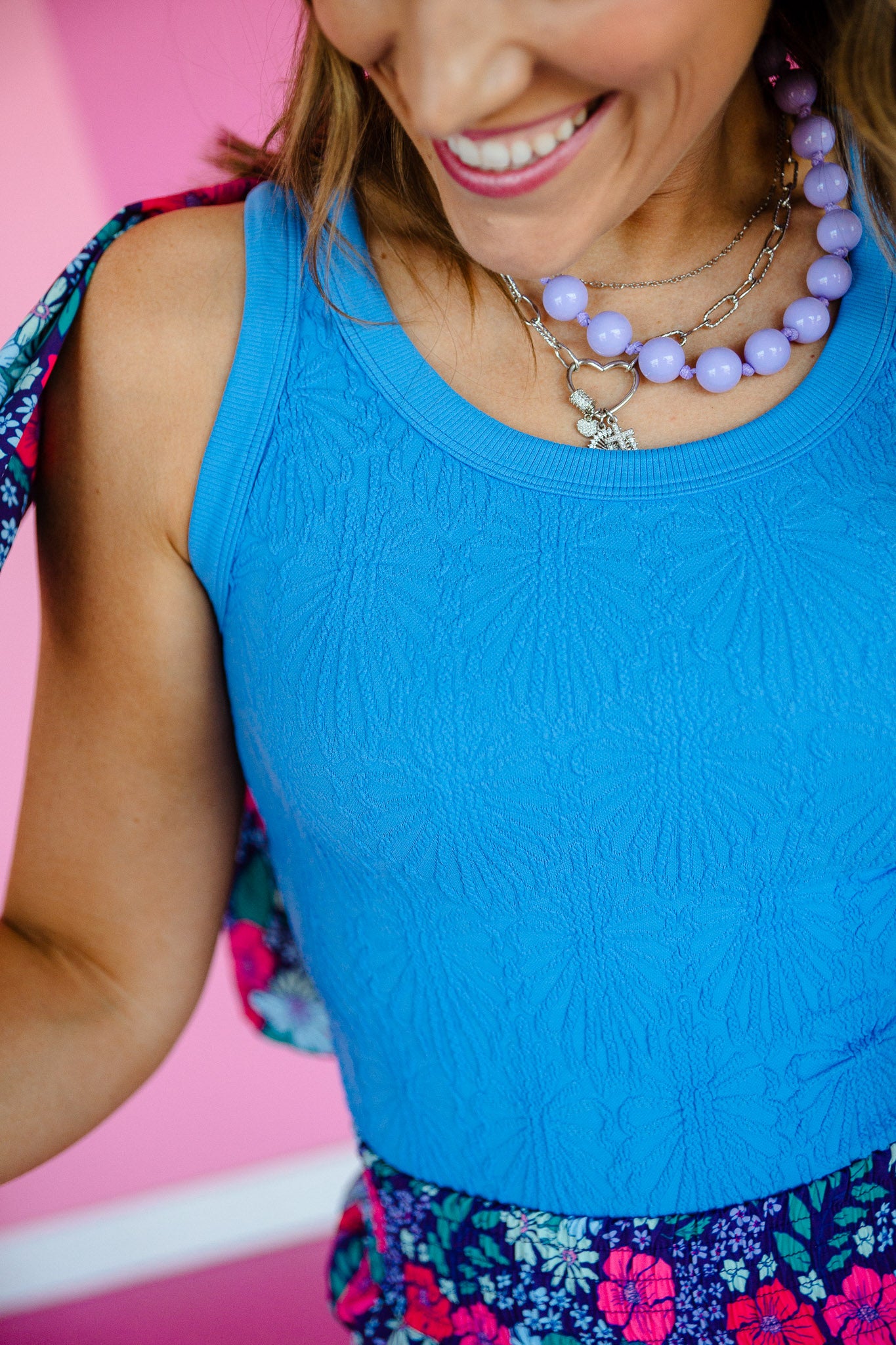Keri Textured Tank - Deep Sky Blue