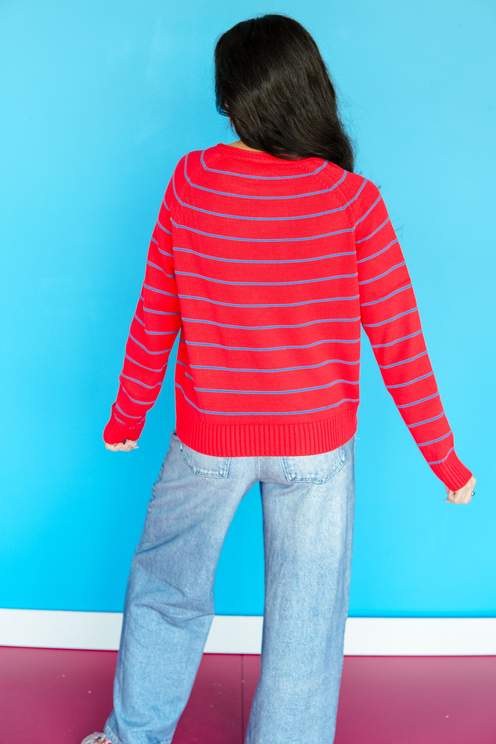 Stella Raglan Sleeve Sweater - True Red