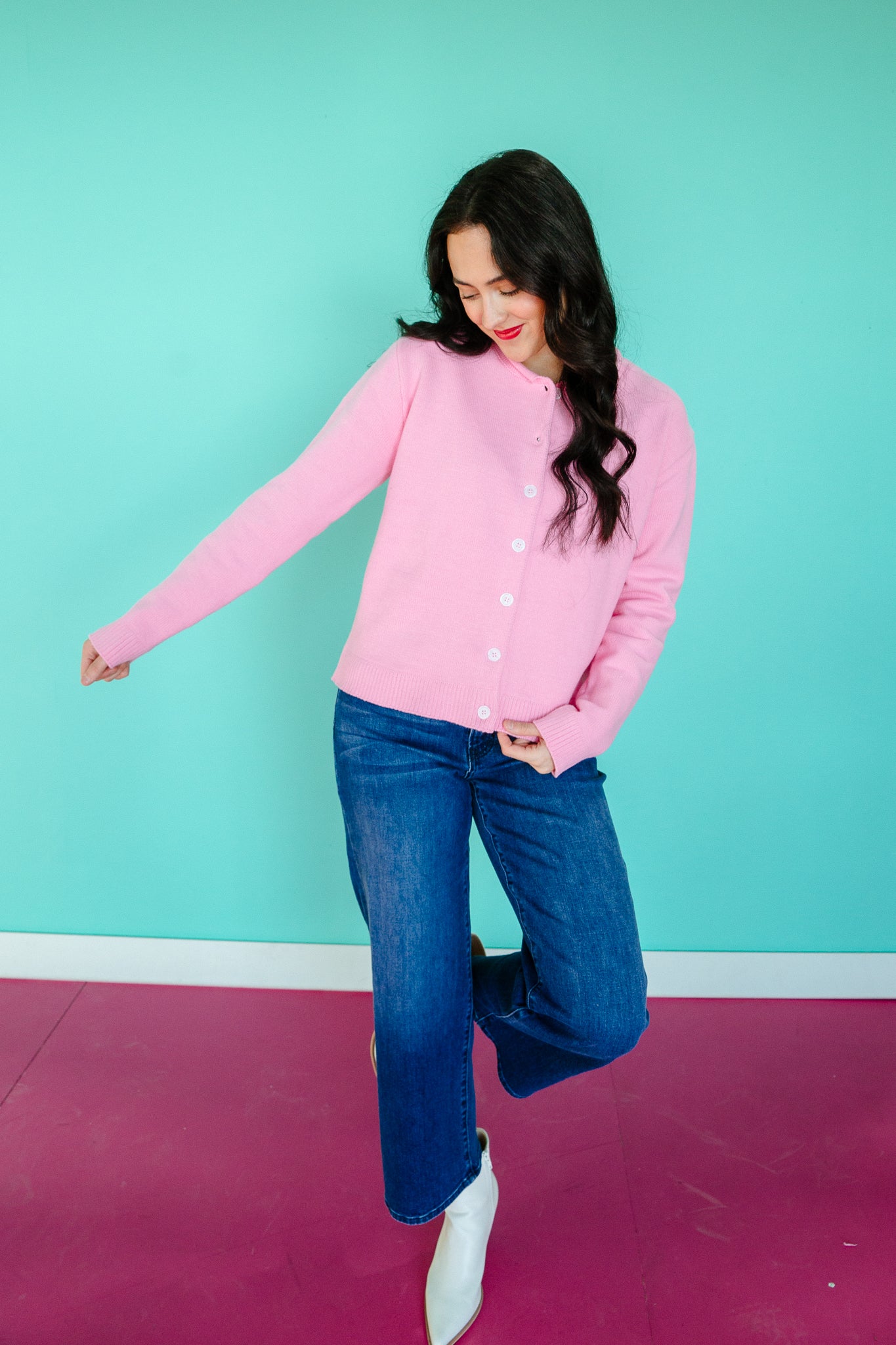 Jillian Slim Fit Wide Leg Jeans - Dark Wash