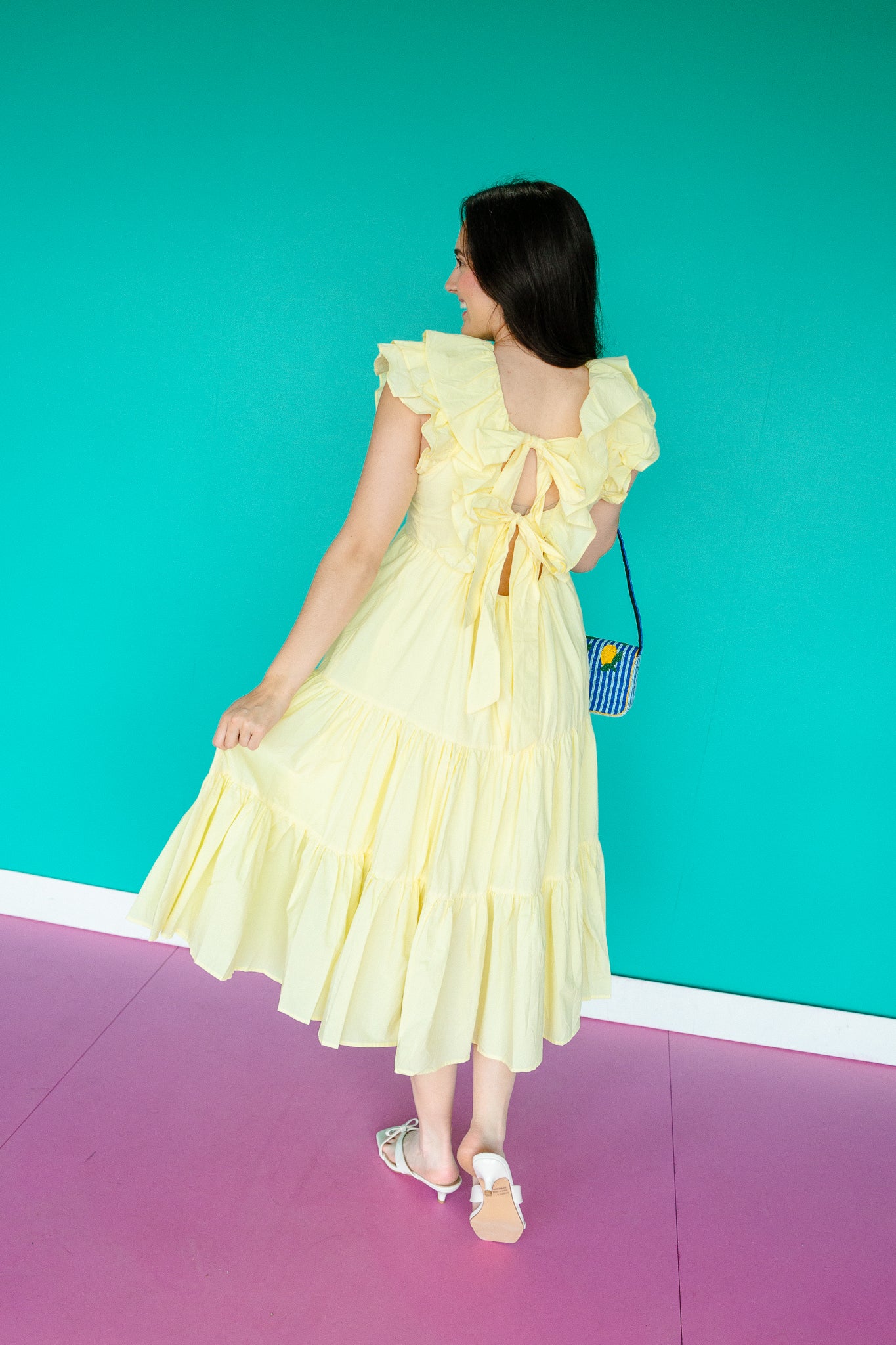 Becky Ruffle Maxi Dress - Cool Yellow