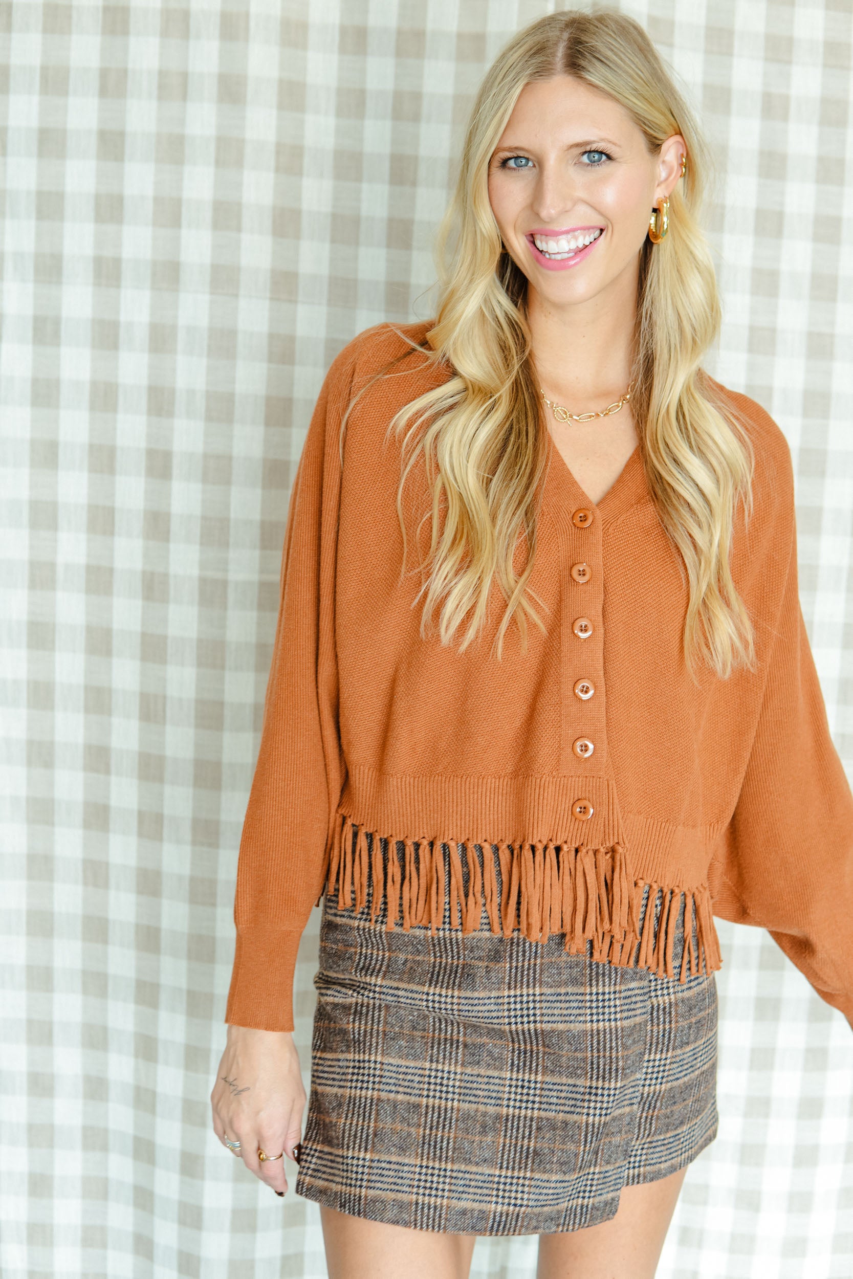 Memory Lane Fringe Hem Cardigan - Tan