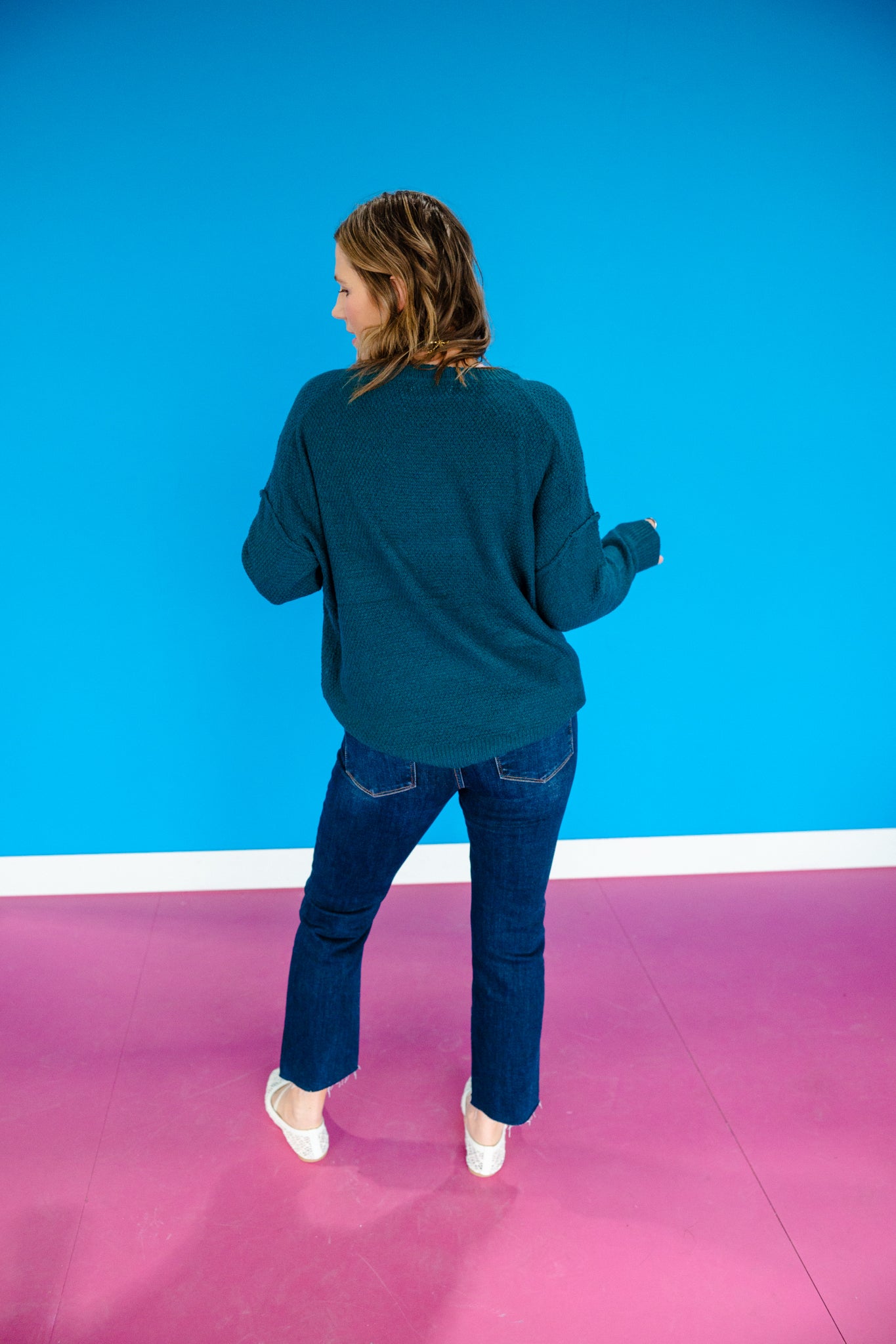 Maisy Textured Sweater - Kingfisher