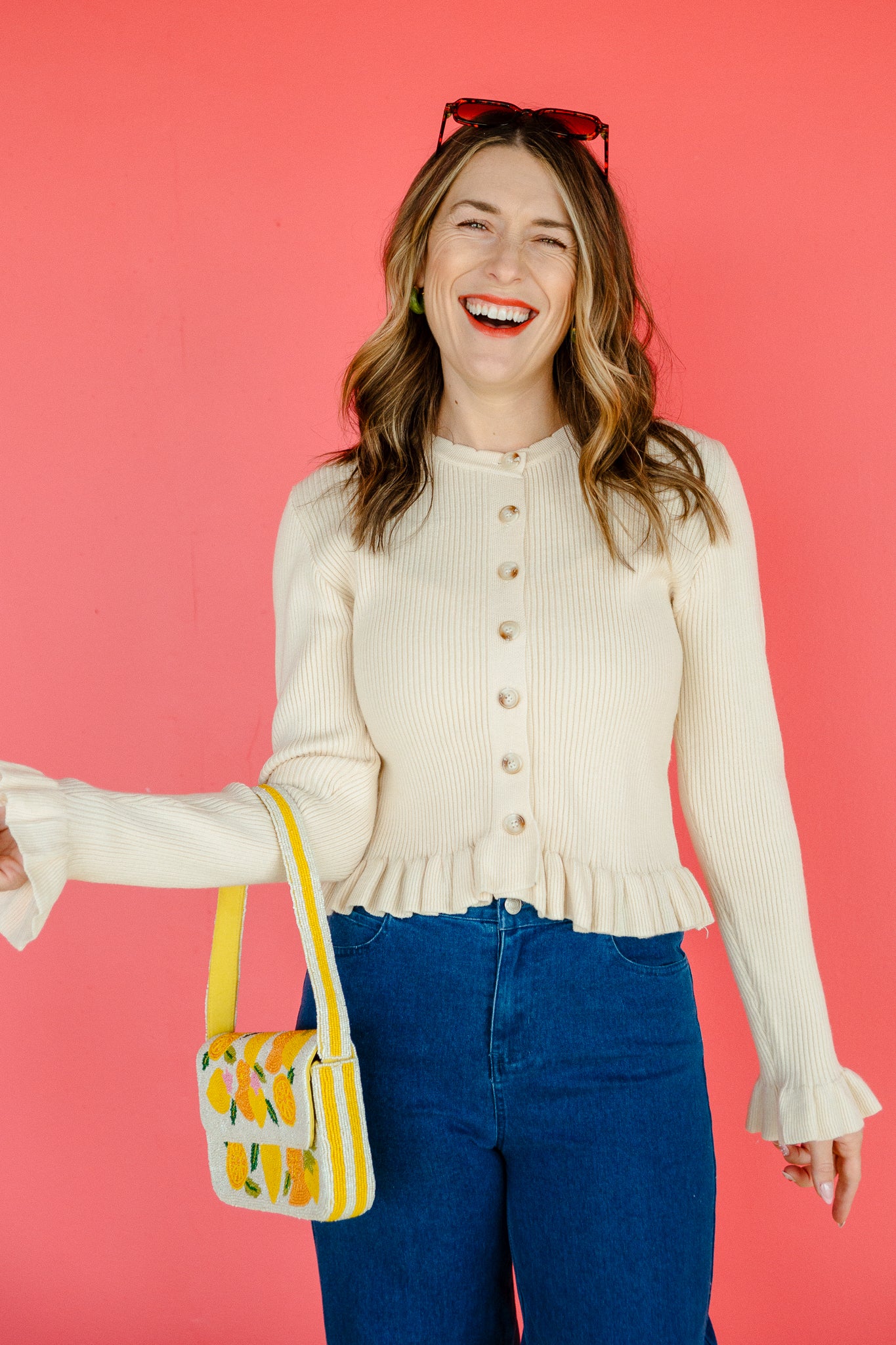 Caitlyn Ribbed Ruffle Hem Cardigan