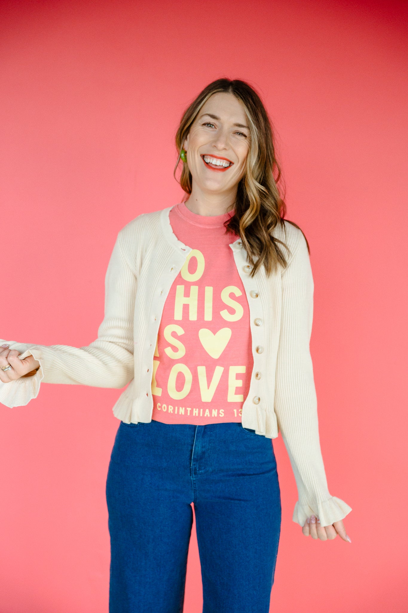 Caitlyn Ribbed Ruffle Hem Cardigan