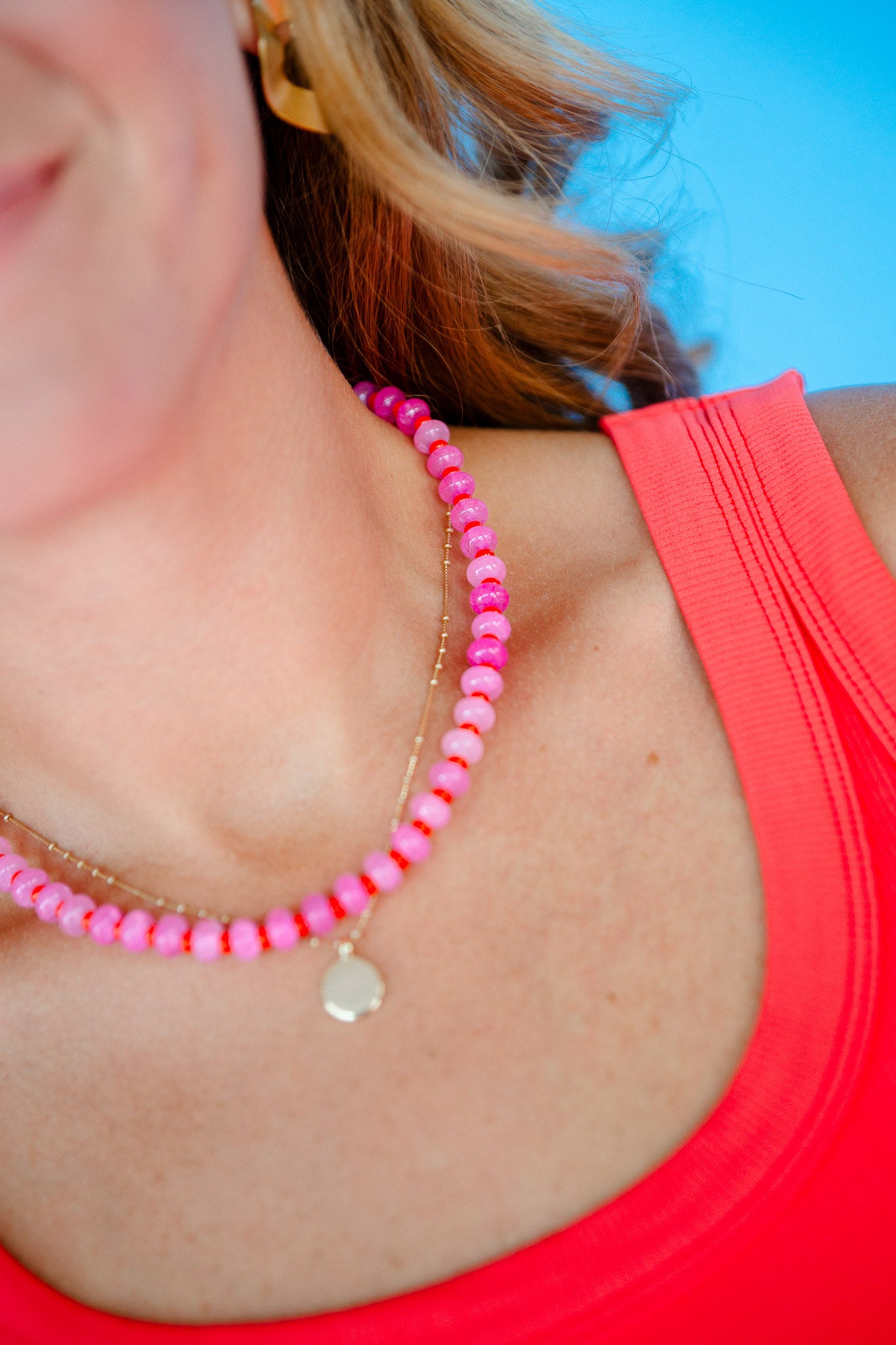 [Treasure Jewels] Candy Beads Necklace - Pink Combo