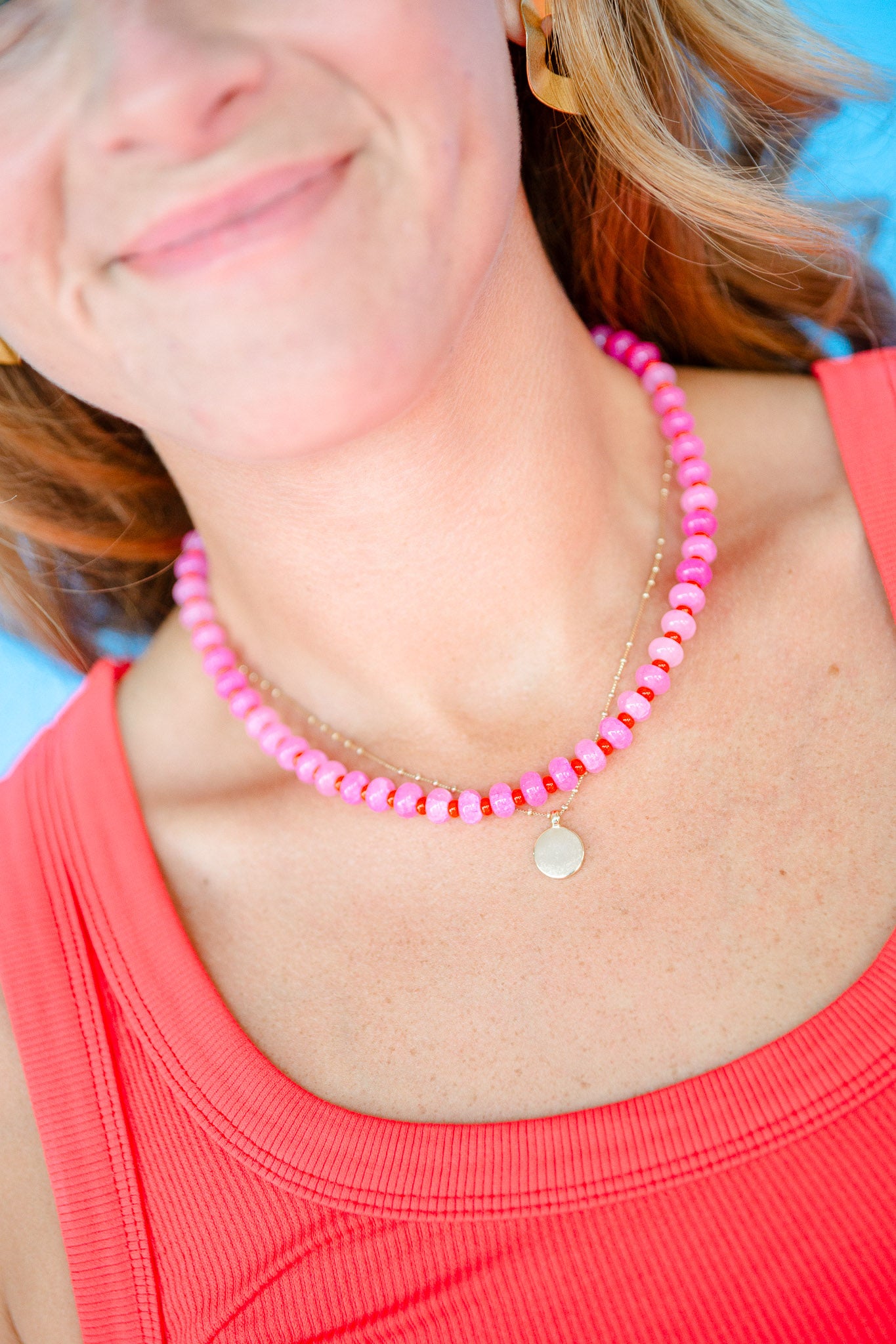 [Treasure Jewels] Candy Beads Necklace - Pink Combo