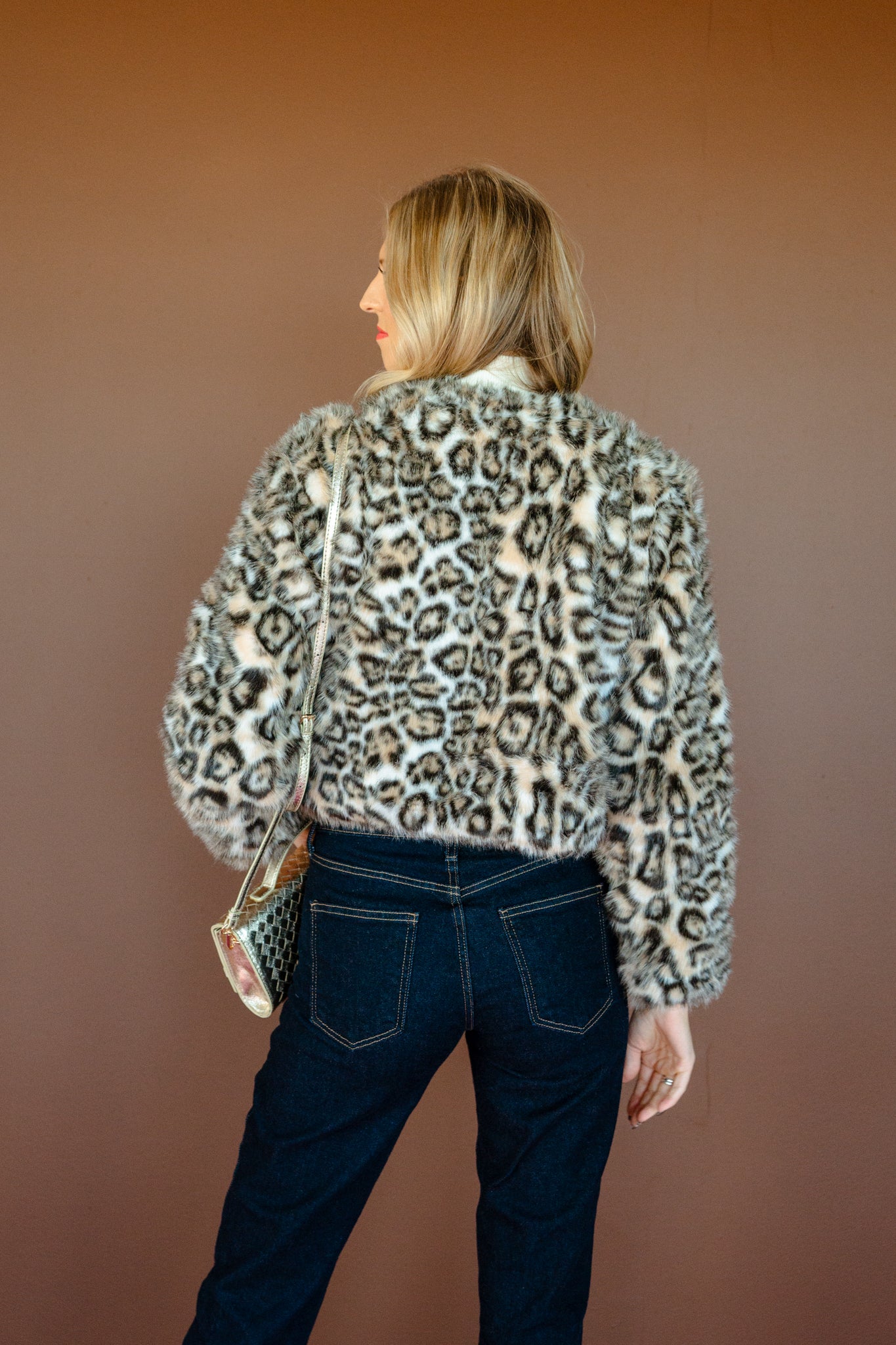 Victoria Faux Fur Leopard Jacket - Tan + Cream