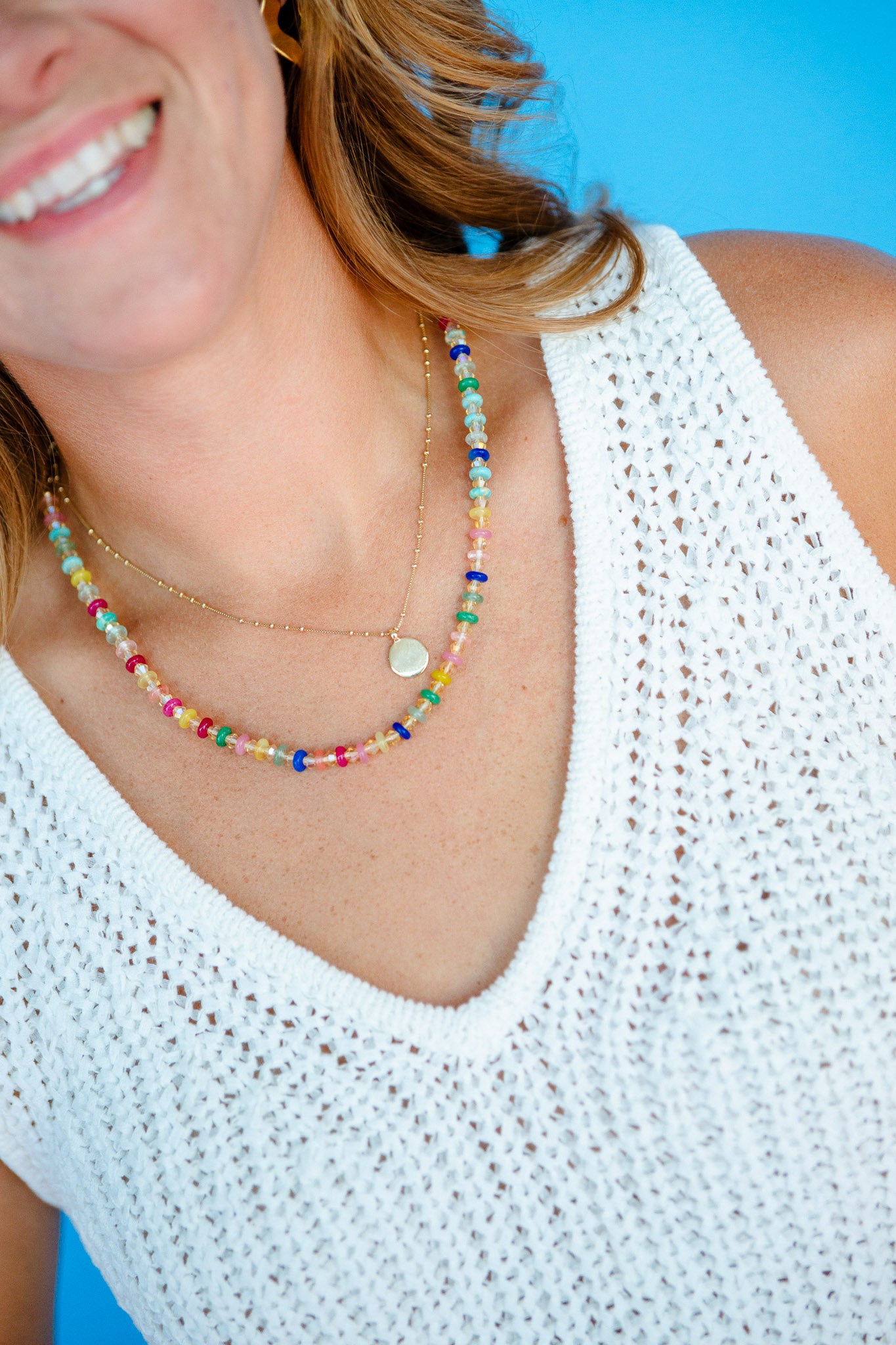 [Treasure Jewels] Sprinkle Pop Gemstone Necklace - Warm Rainbow