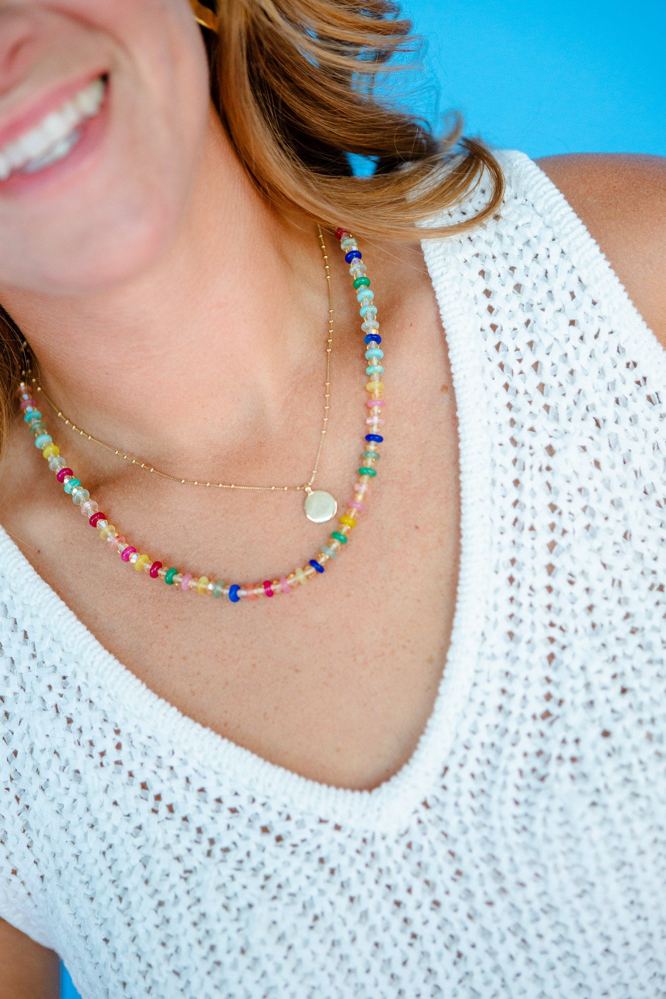 [Treasure Jewels] Sprinkle Pop Gemstone Necklace - Warm Rainbow