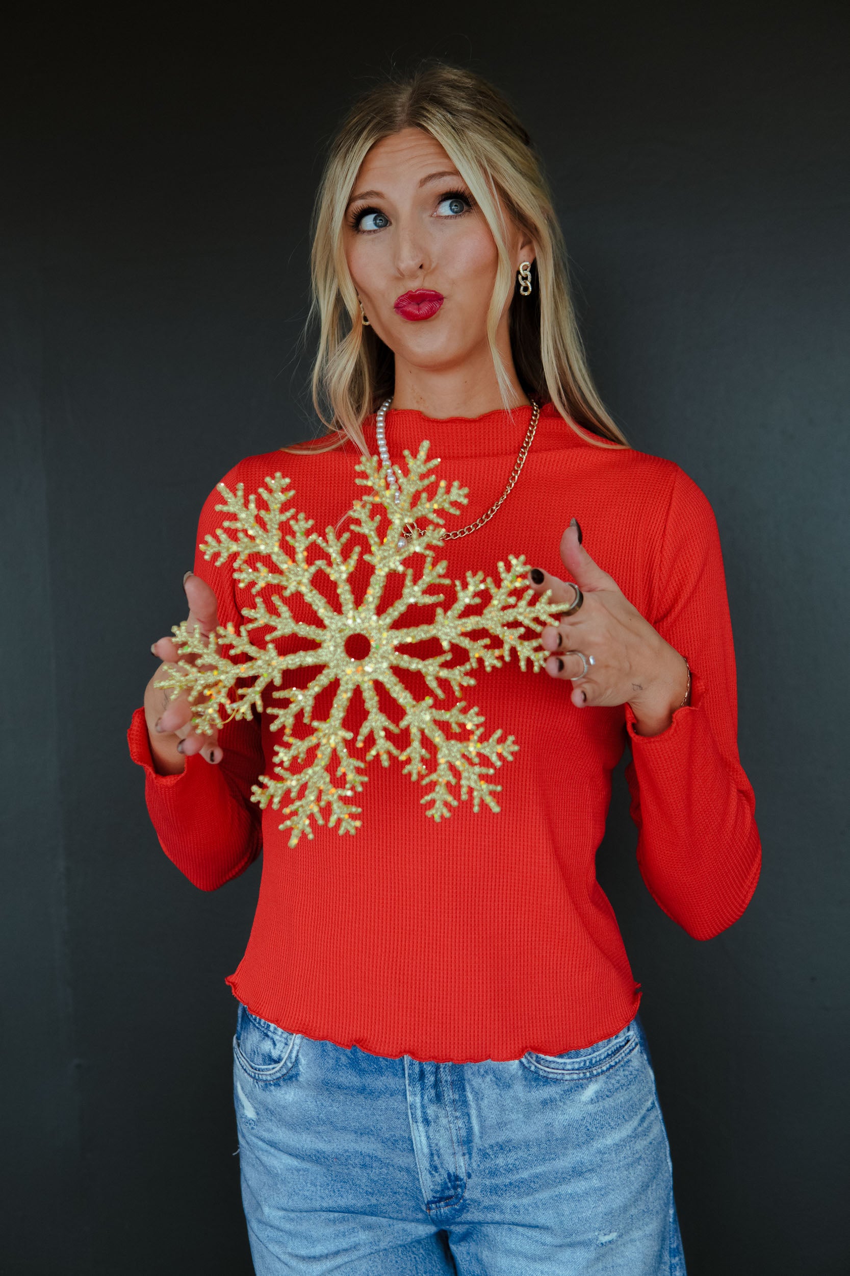 Wishlist Waffle Long Sleeve - Warm Red