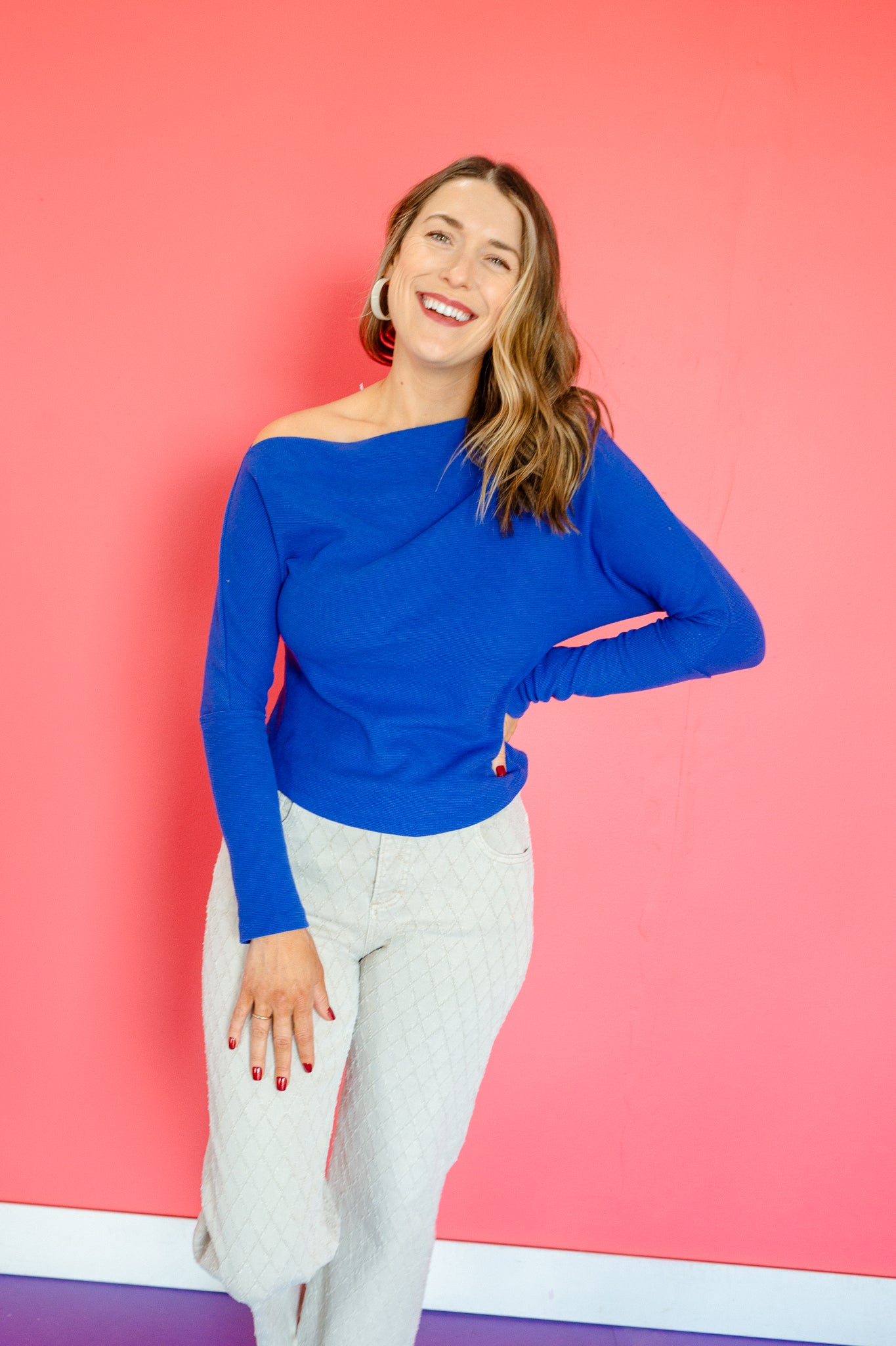 Janie Abstract Thermal Top - Deep Heliotrope