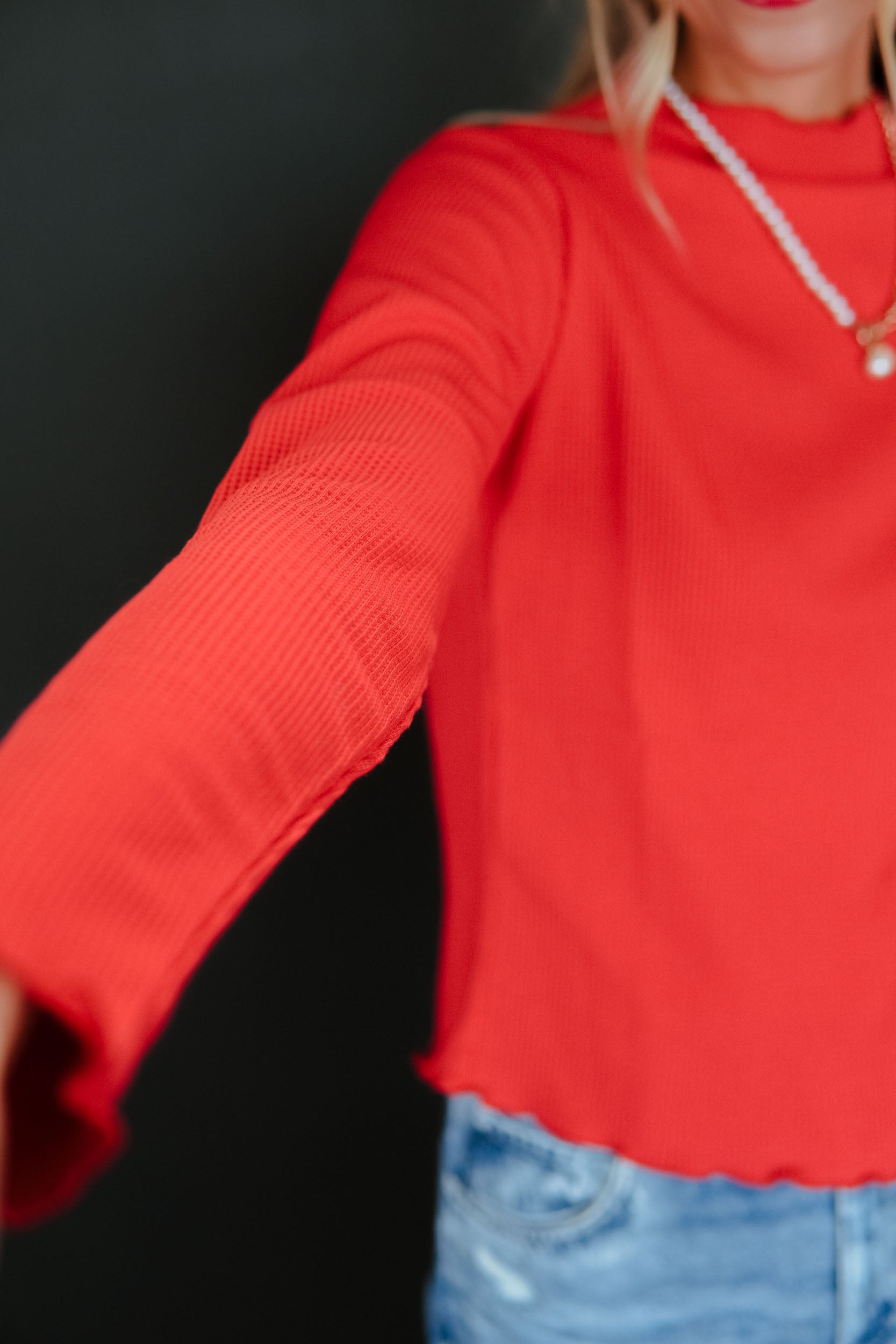 Wishlist Waffle Long Sleeve - Warm Red