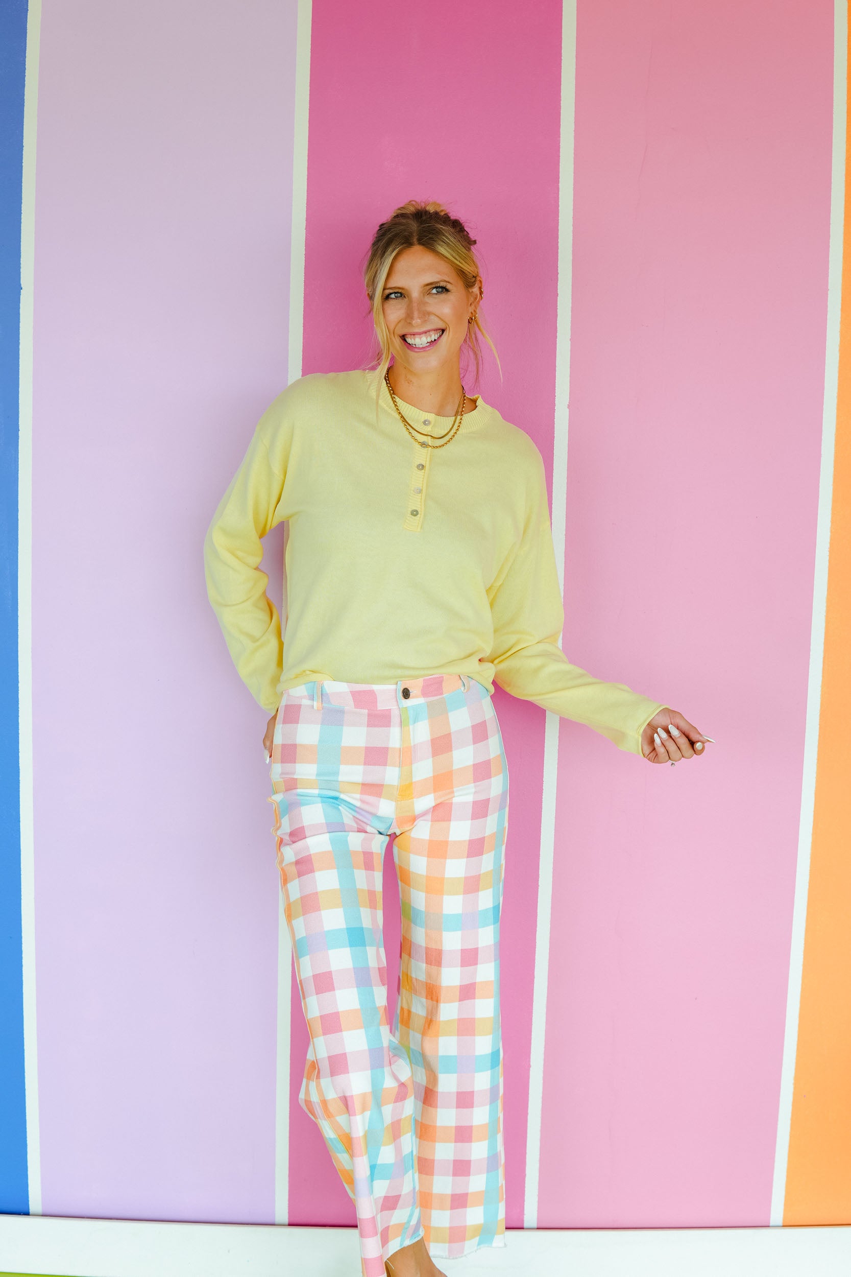 Juliana Gingham Pants - Warm Multi