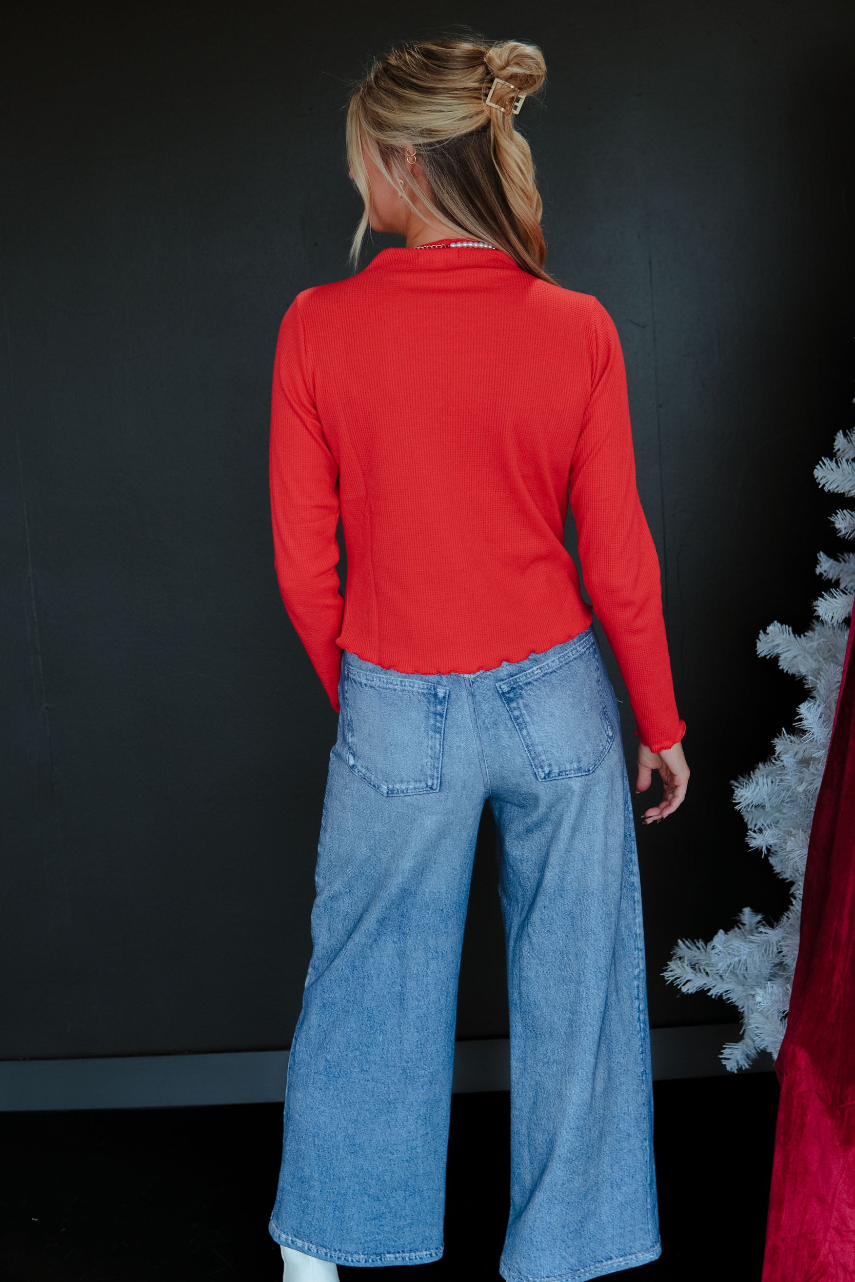 Wishlist Waffle Long Sleeve - Warm Red