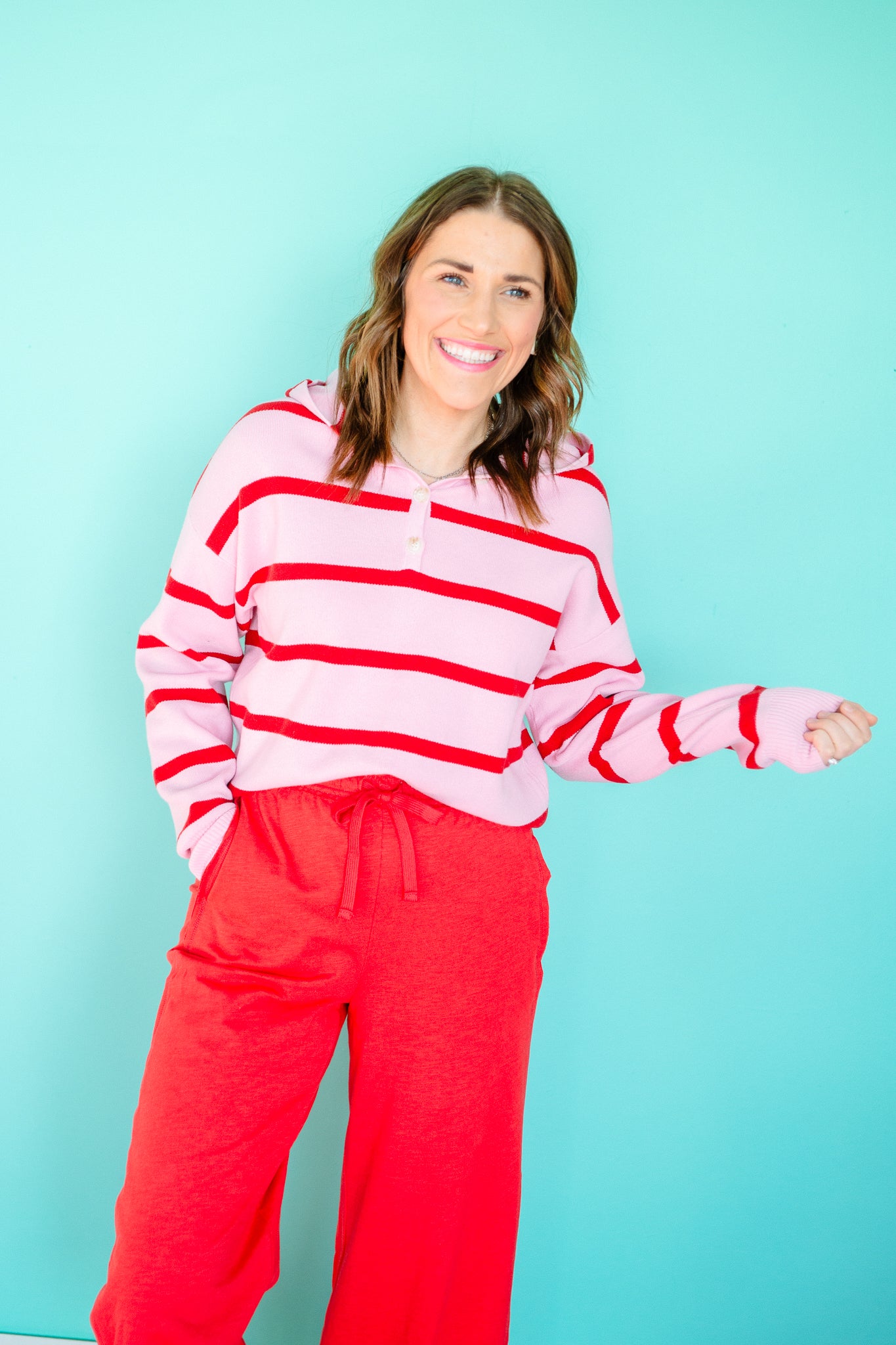 Libby Hooded Half Button Pullover