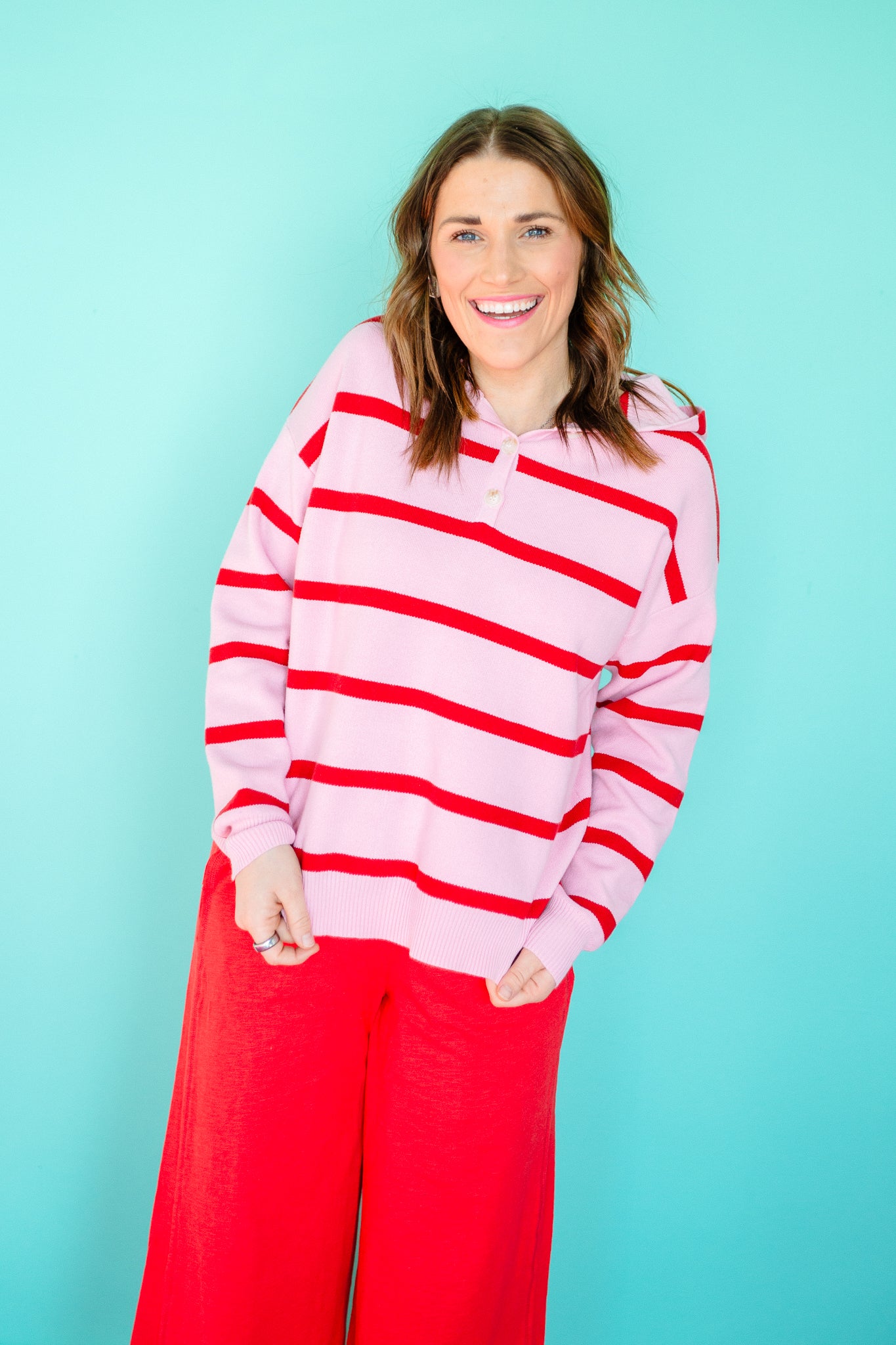 Libby Hooded Half Button Pullover