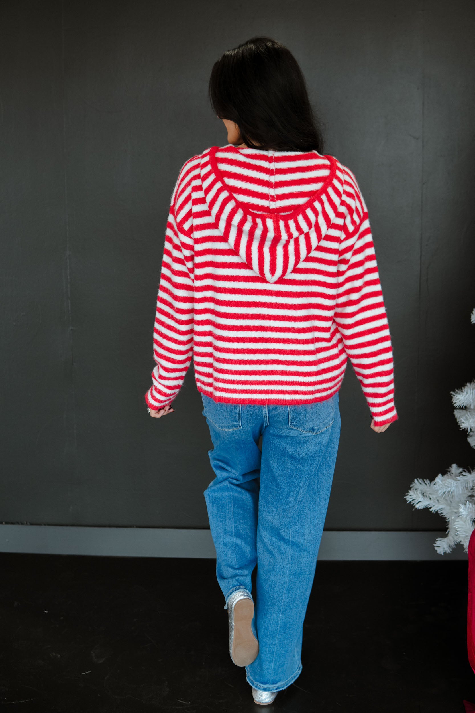 Candy Shop Christmas Zip Up - True Red + White