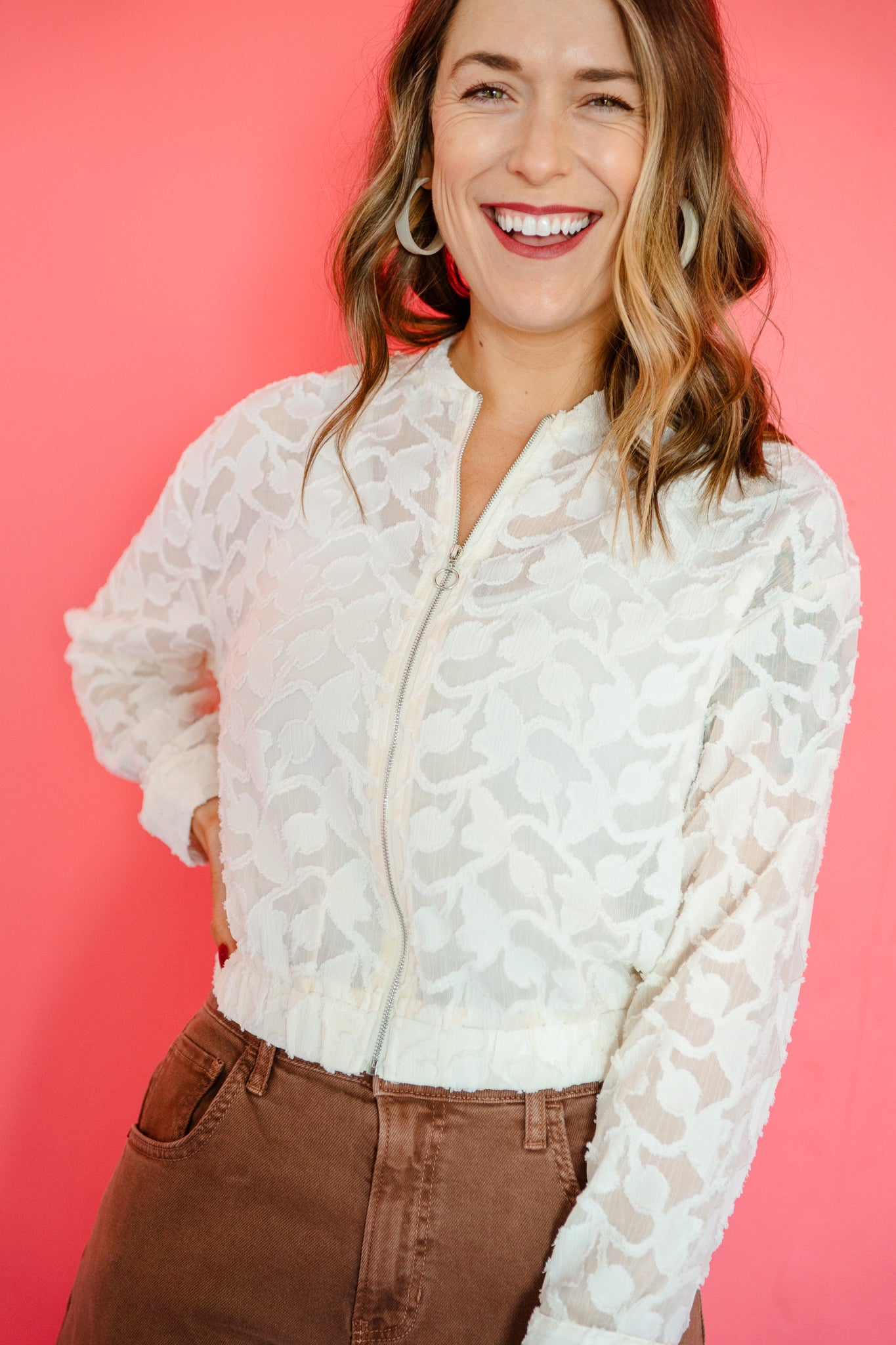 Bergan Jacquard Woven Jacket - Cream