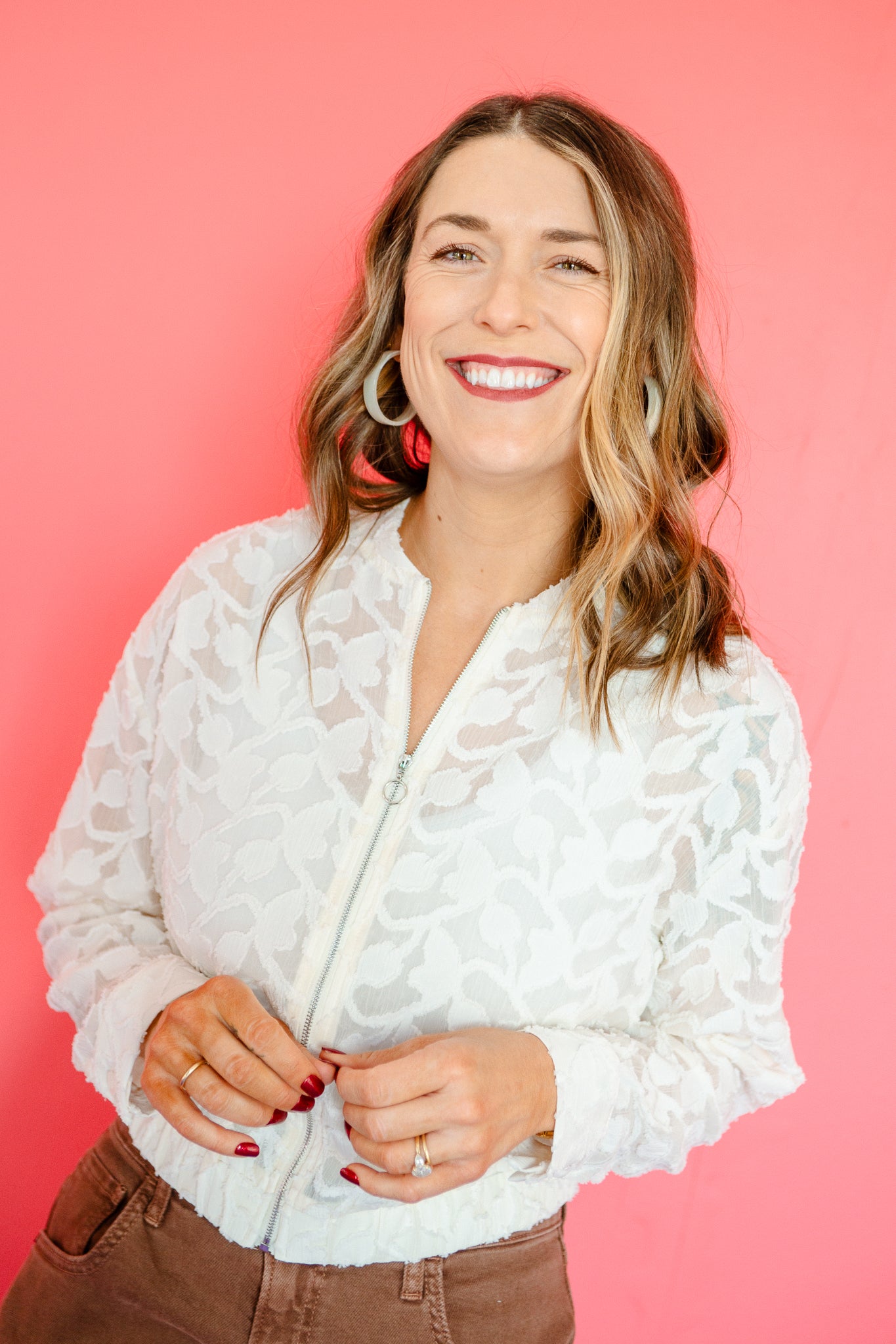 Bergan Jacquard Woven Jacket - Cream