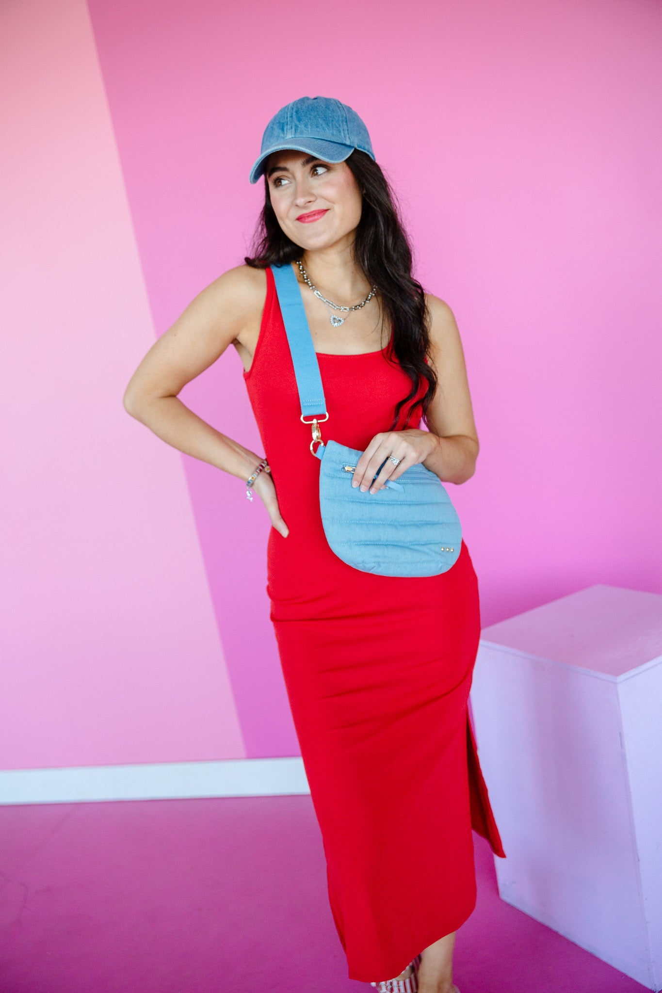 Charmaine Tank Midi Dress - Cool Red