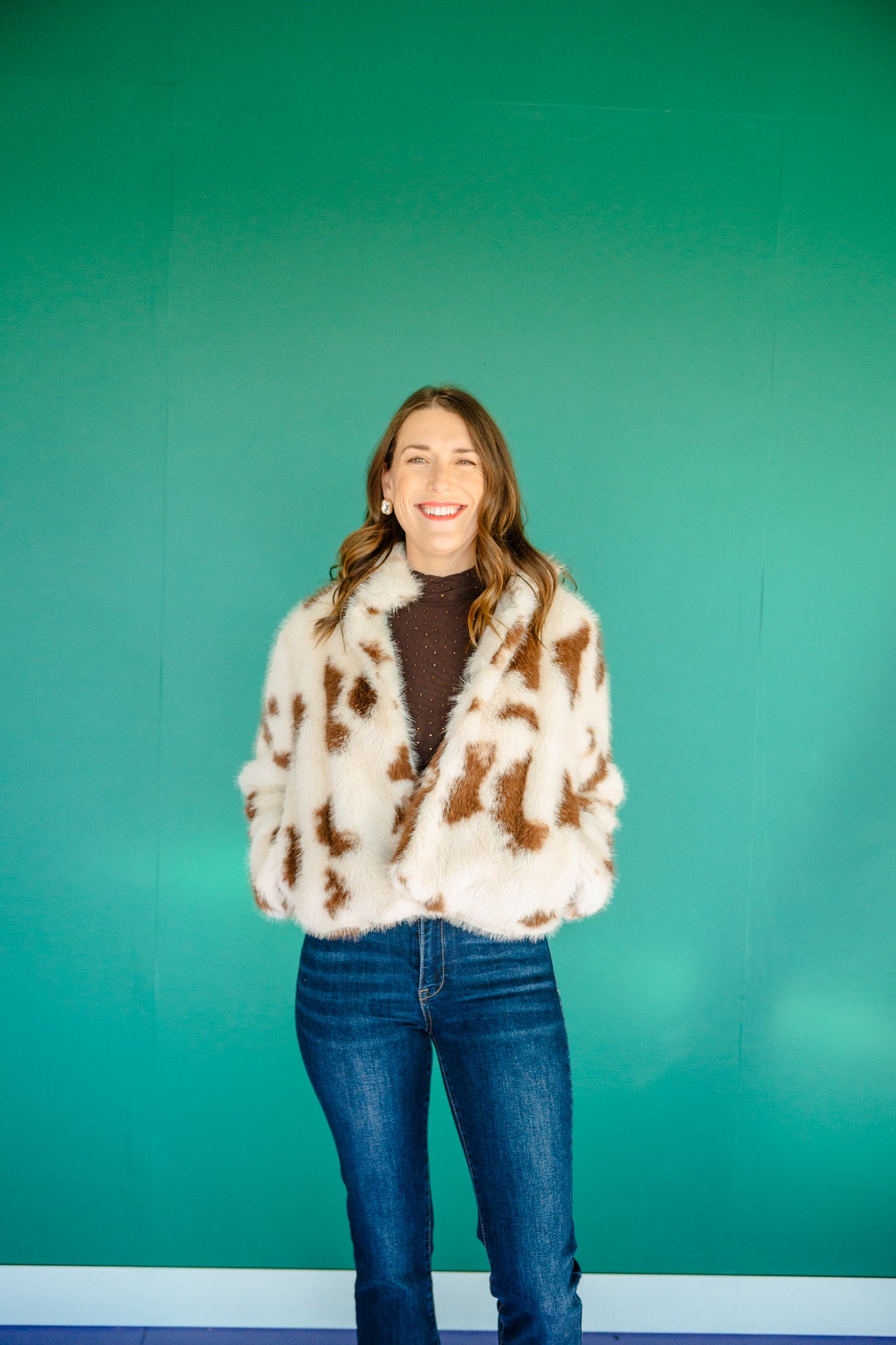 Paris Faux Fur Jacket - Cream + Chocolate