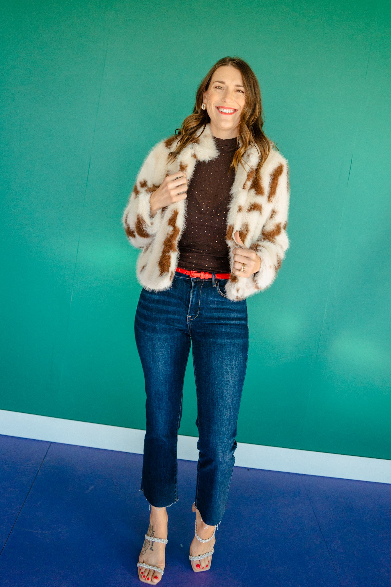 Paris Faux Fur Jacket - Cream + Chocolate