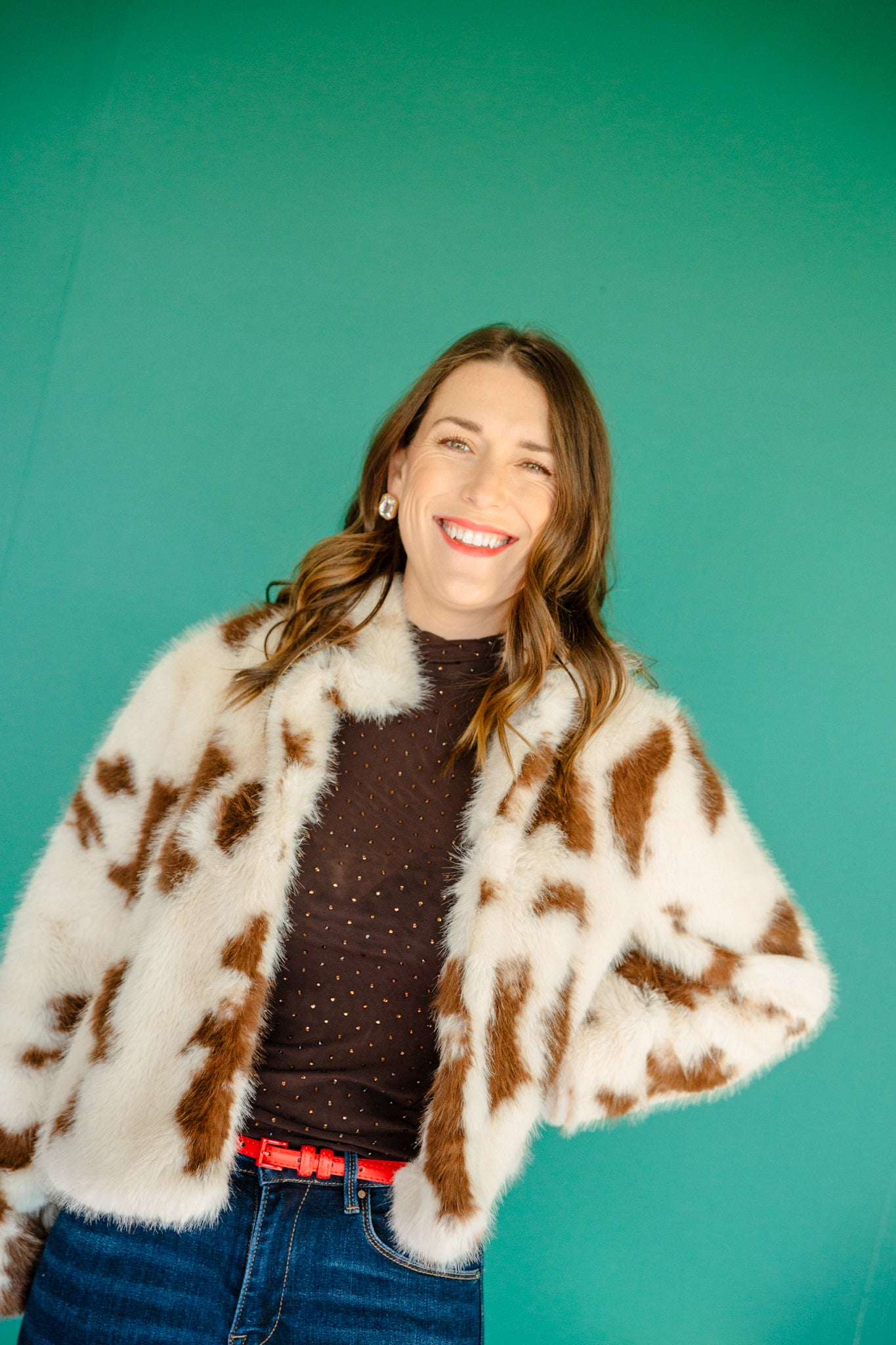 Paris Faux Fur Jacket - Cream + Chocolate