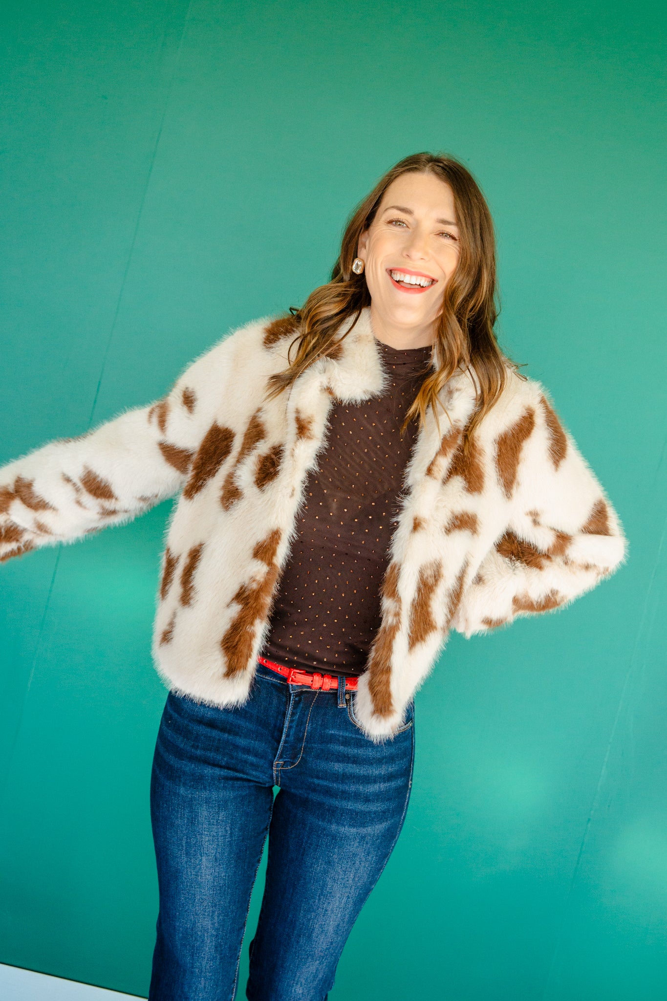 Paris Faux Fur Jacket - Cream + Chocolate