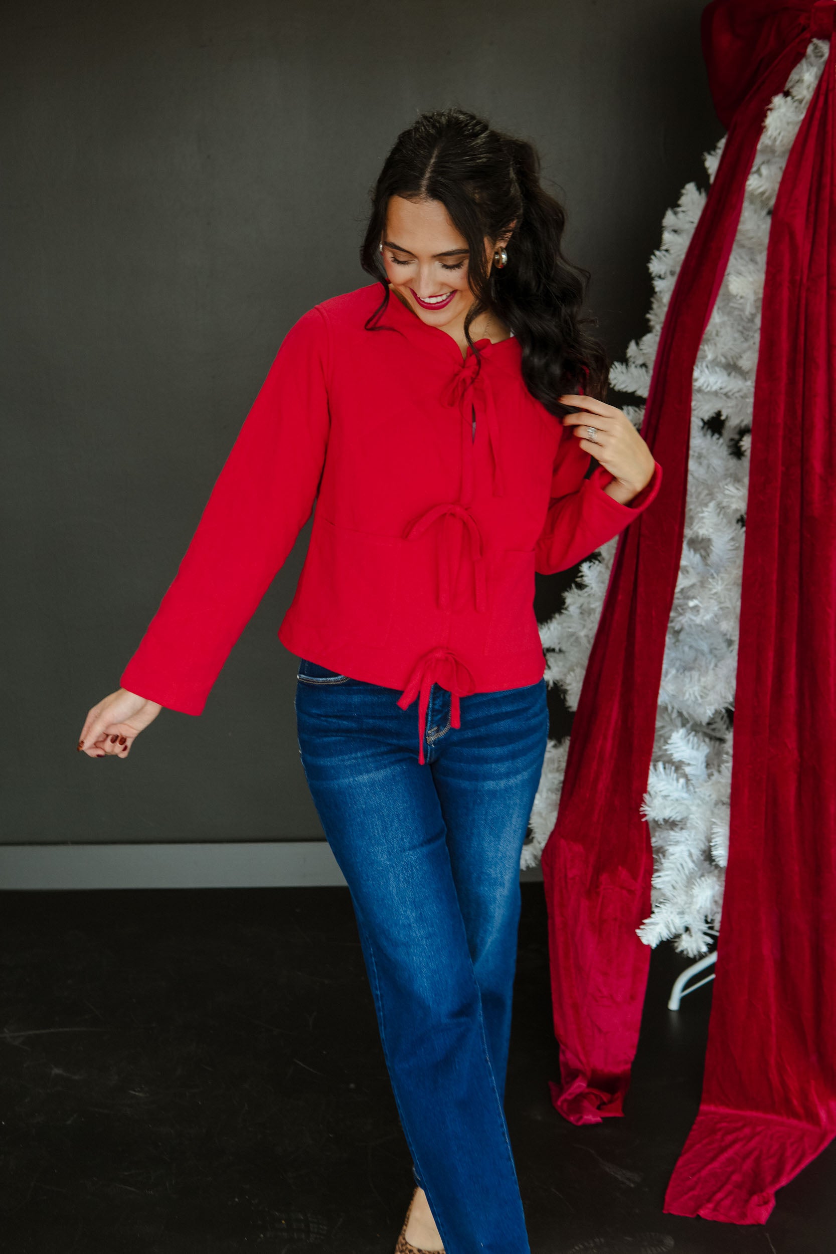 All Star Quilted Tie Jacket - Cool Red
